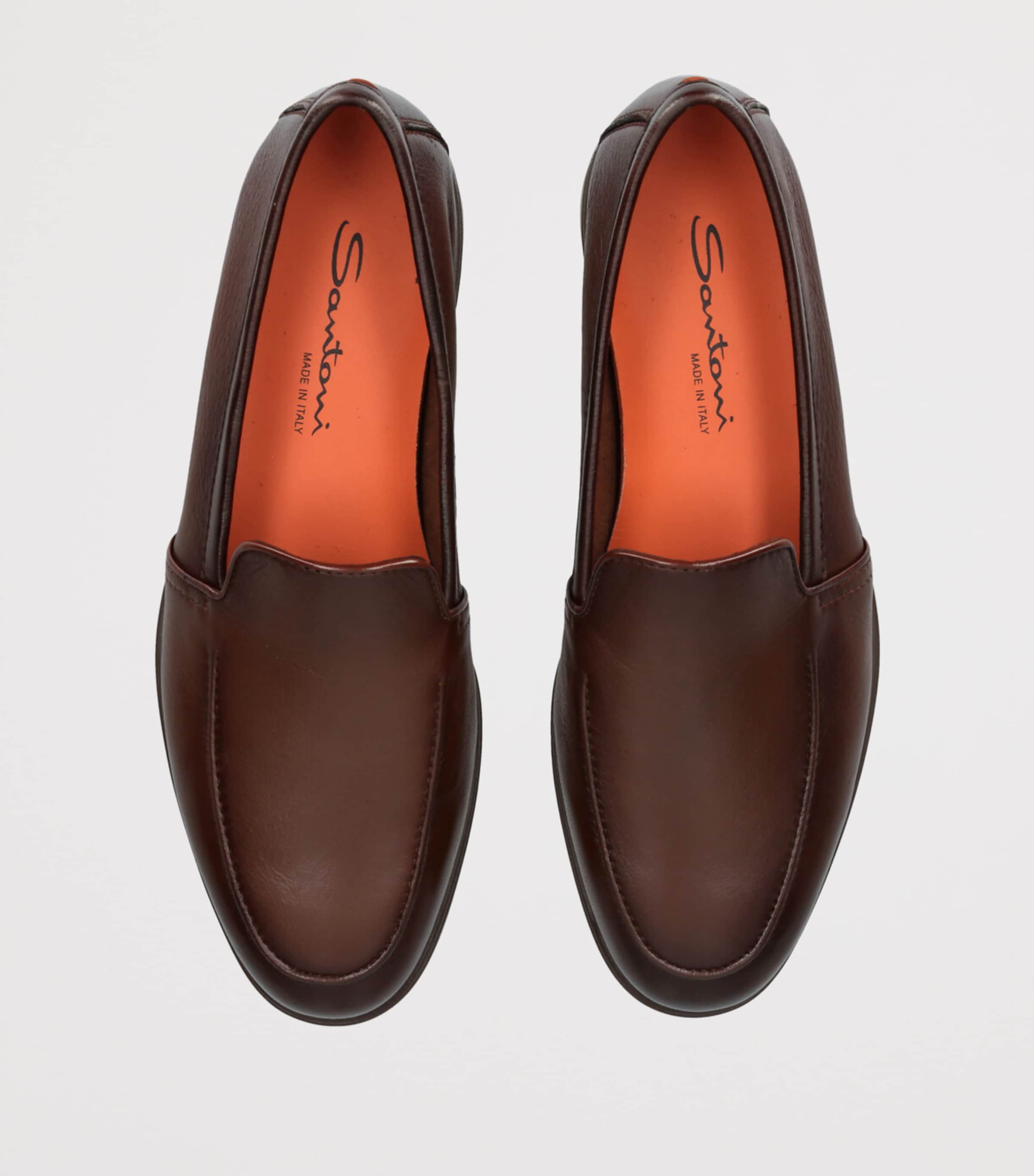 Santoni Leather Malibu Loafers Mid Brown Image 4