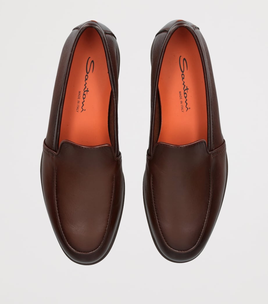 Santoni Leather Malibu Loafers Mid Brown Image 4