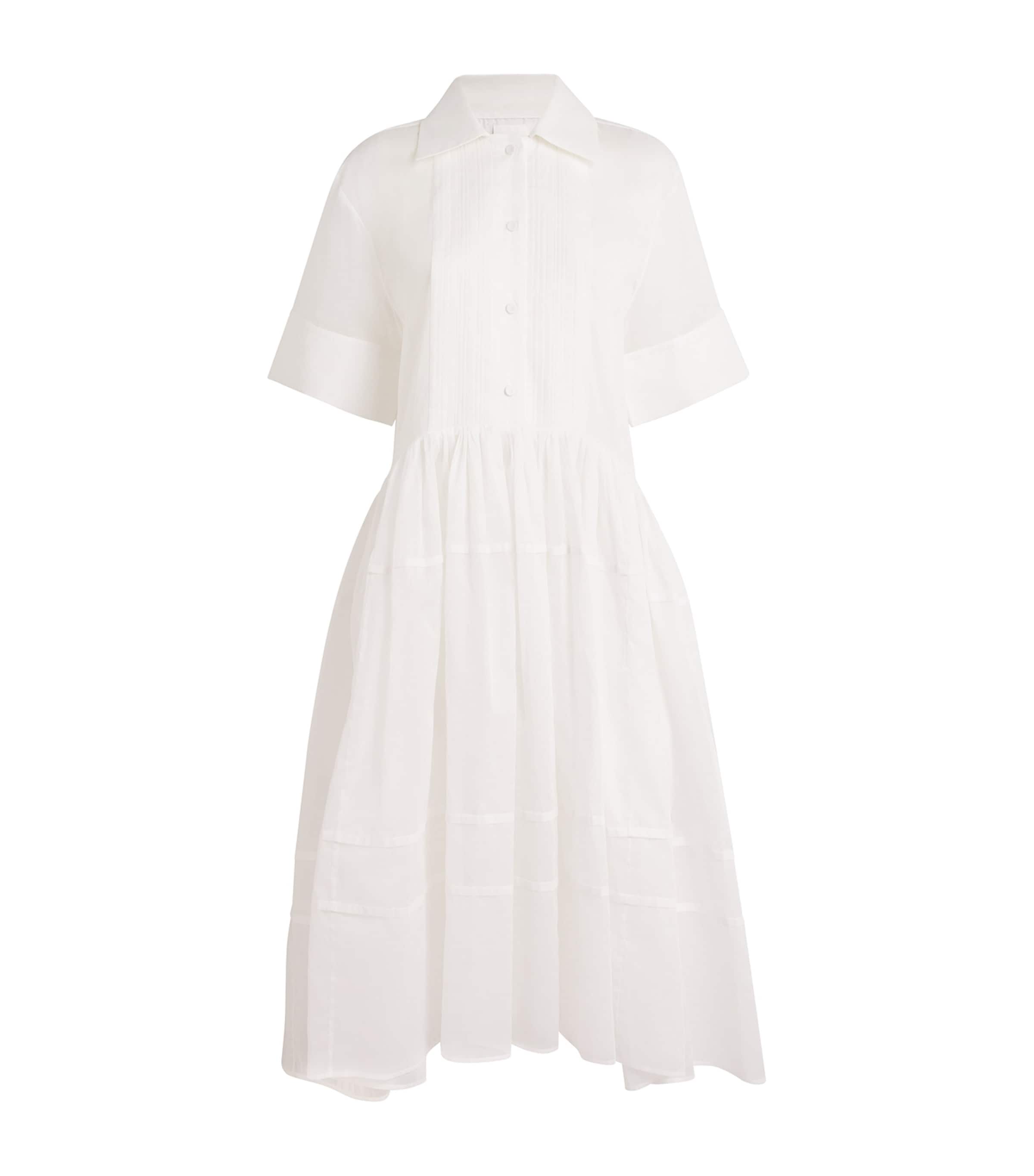 Jil Sander Cotton Ribbed Shirt Dress In White