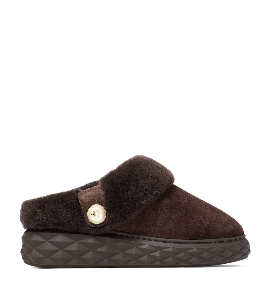 Diamond Maxi Suede-Shearling Mules V CHOCOLATE/CHOCOLAT Image 1