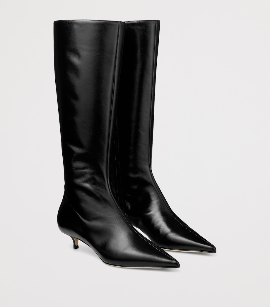 Jimmy Choo Womens Amis 35 Leather Knee-High Boots Black Image 2