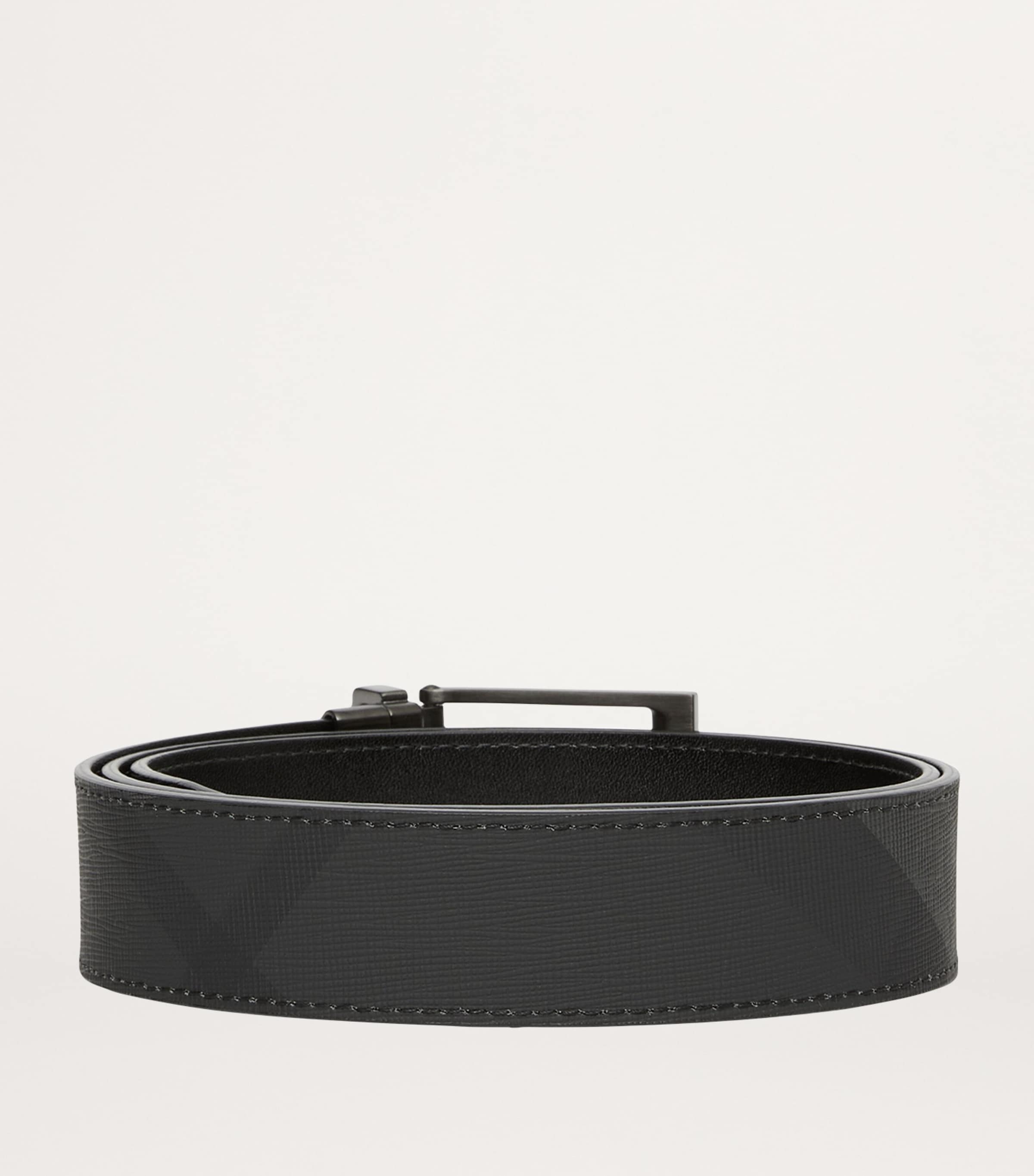 Leather and Check Reversible Belt CHARCOAL/GRAPHITE Image 5