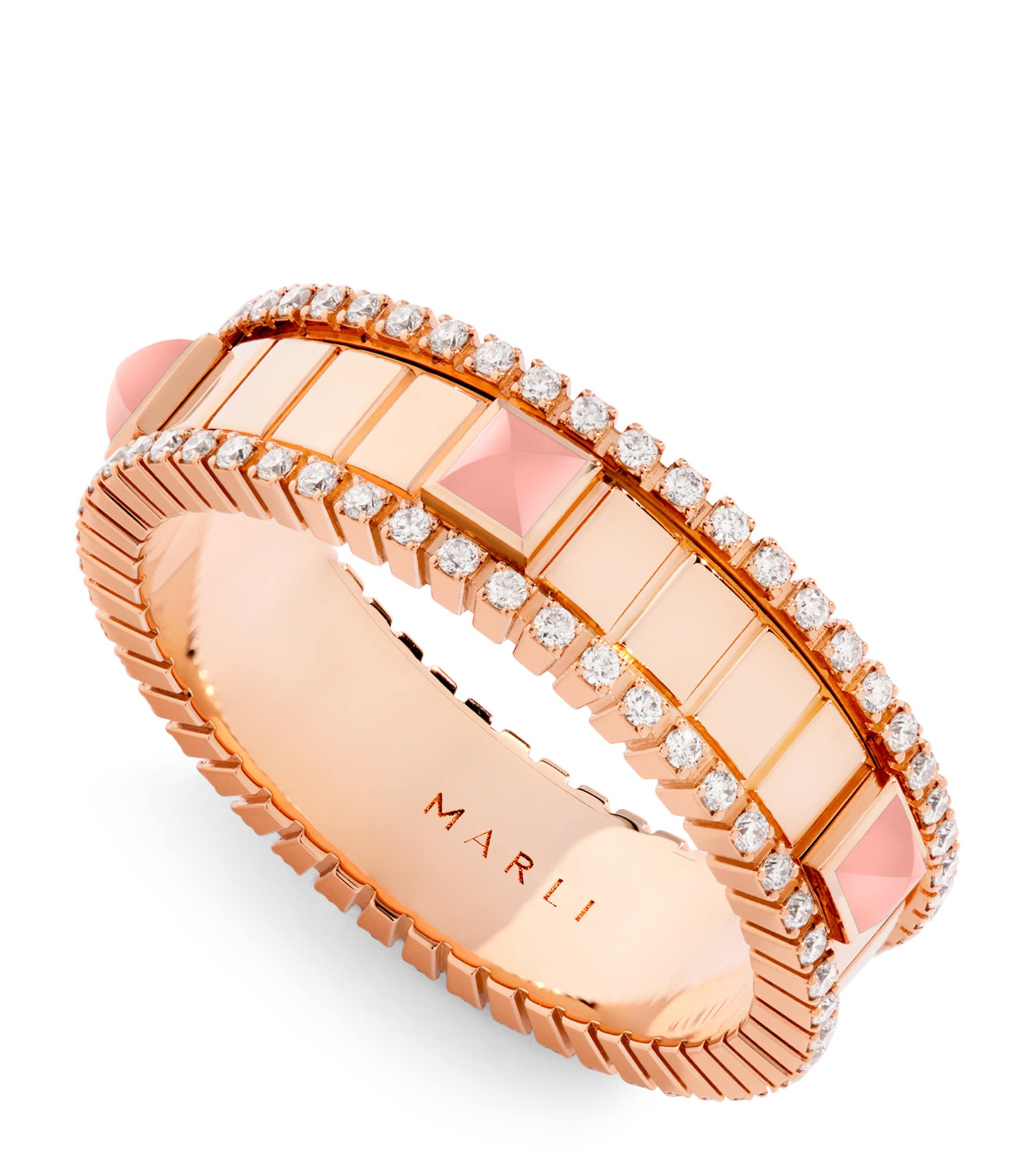 Marli New York Rose Gold, Diamond And Quartzite Life Spinning Ring In Rose Gold
