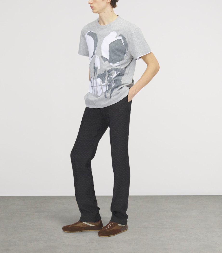 McQueen Mens Skull Distressed T-Shirt Image 4