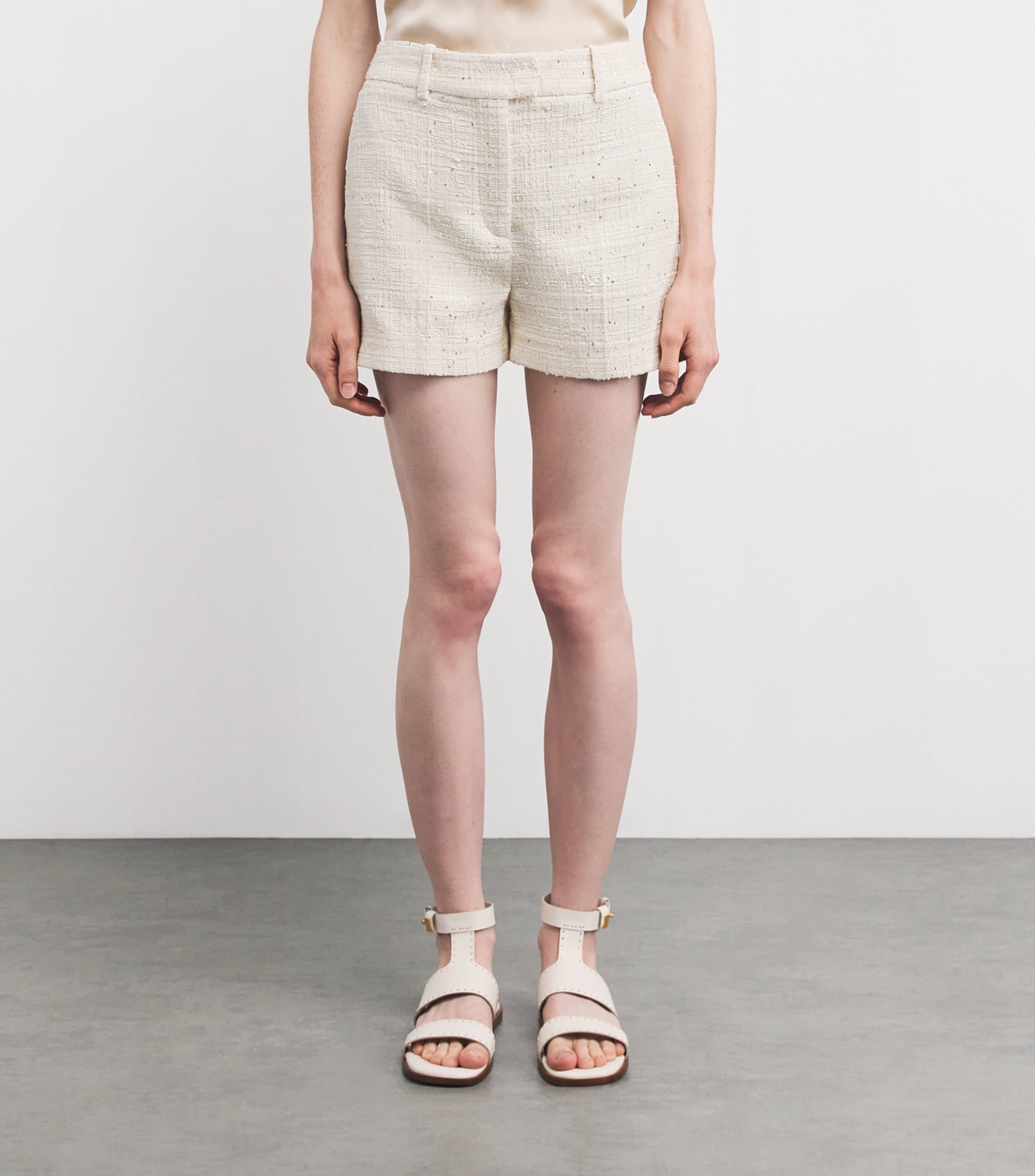 Tweed Sequinned Shorts PANNA Image 3