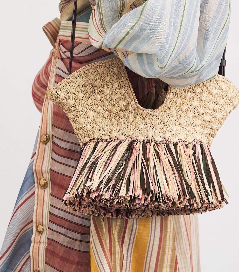 Raffia Fringed Goldentime Tote Bag NATURALNAT Image 2