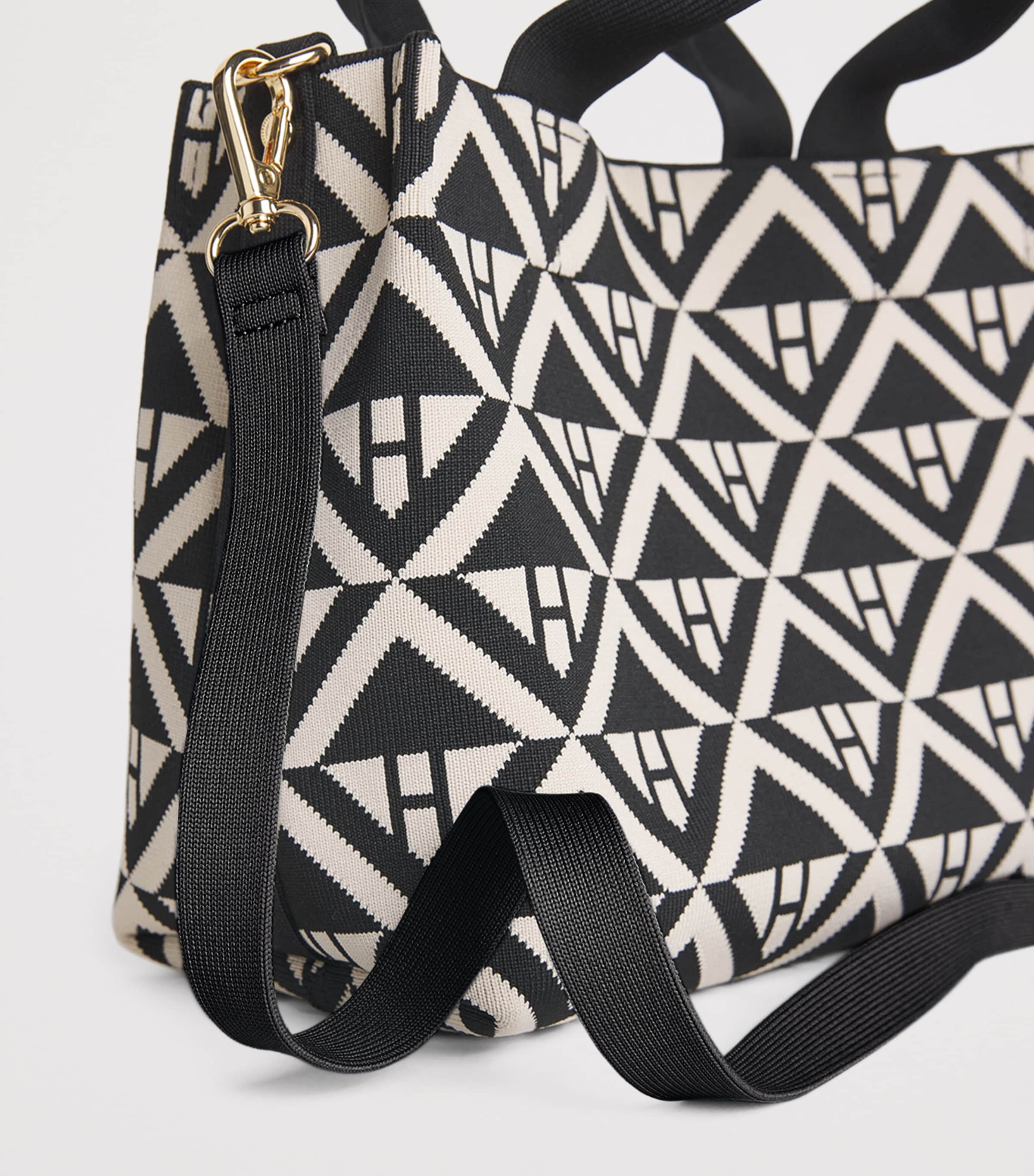 Harrods Small Geometric Tote Bag Black Image 6