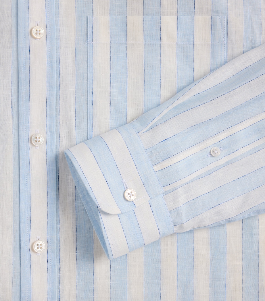 Dunhill Mens Linen Shirt Blue Image 5
