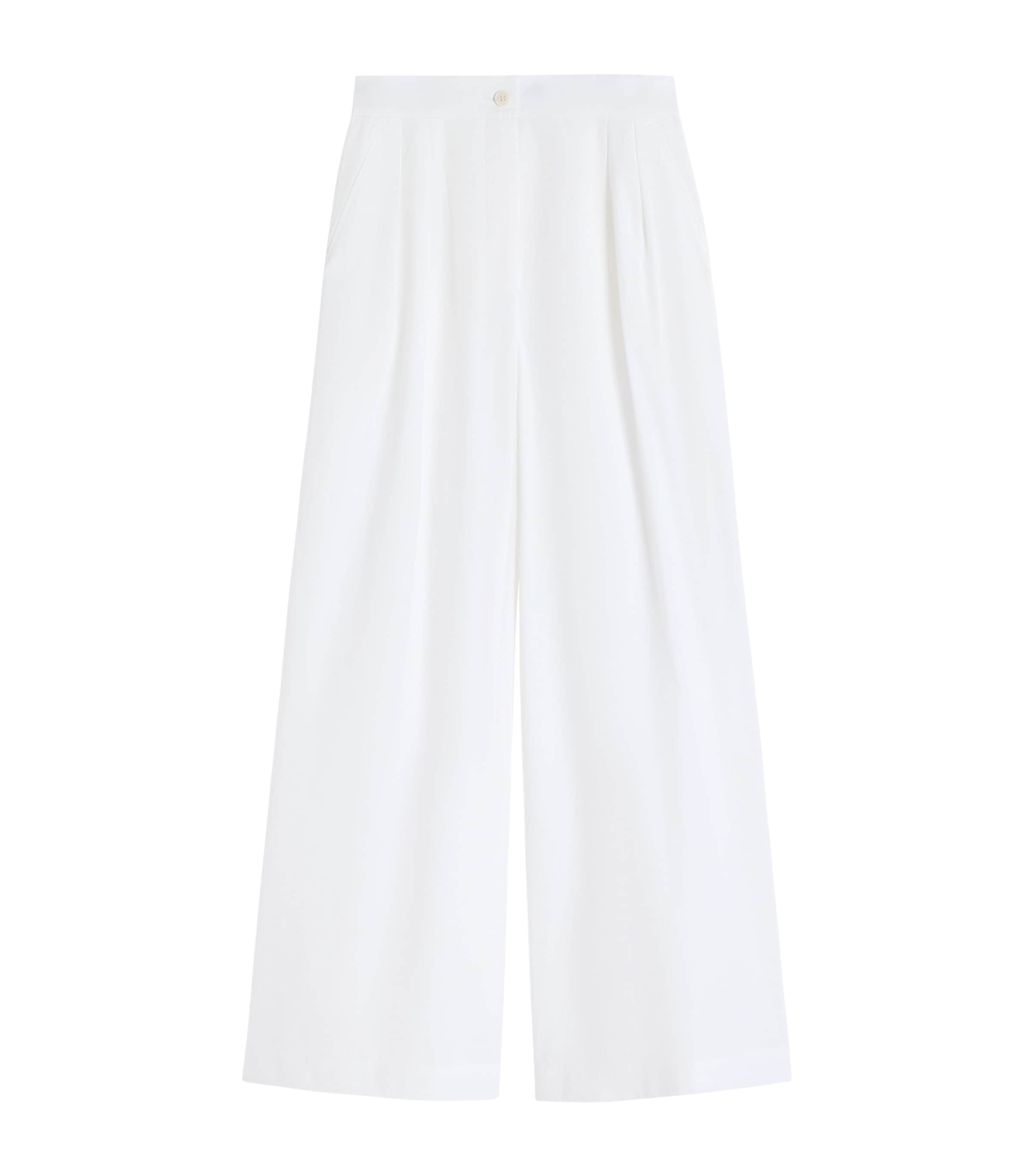 Weekend Max Mara Womens Cotton Wide-Leg Trousers White Image 1