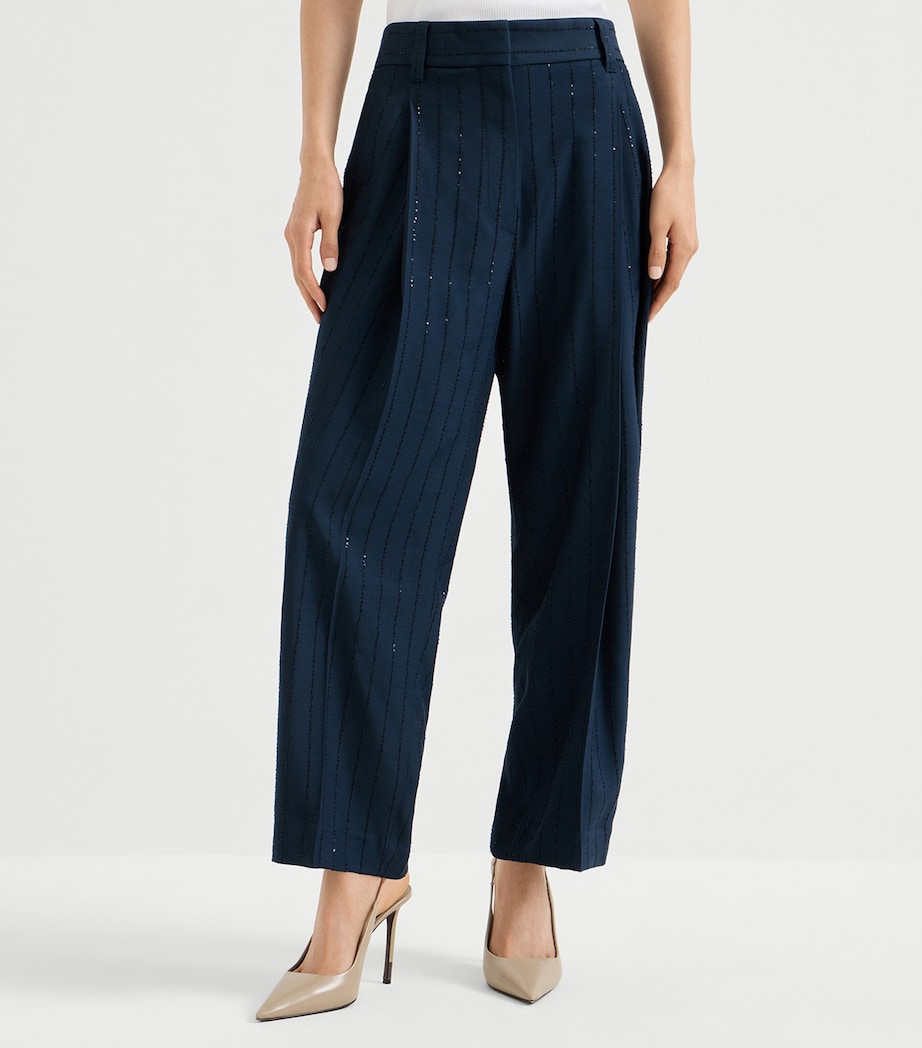 Brunello Cucinelli Womens Dazzling Stripe Trousers Image 3