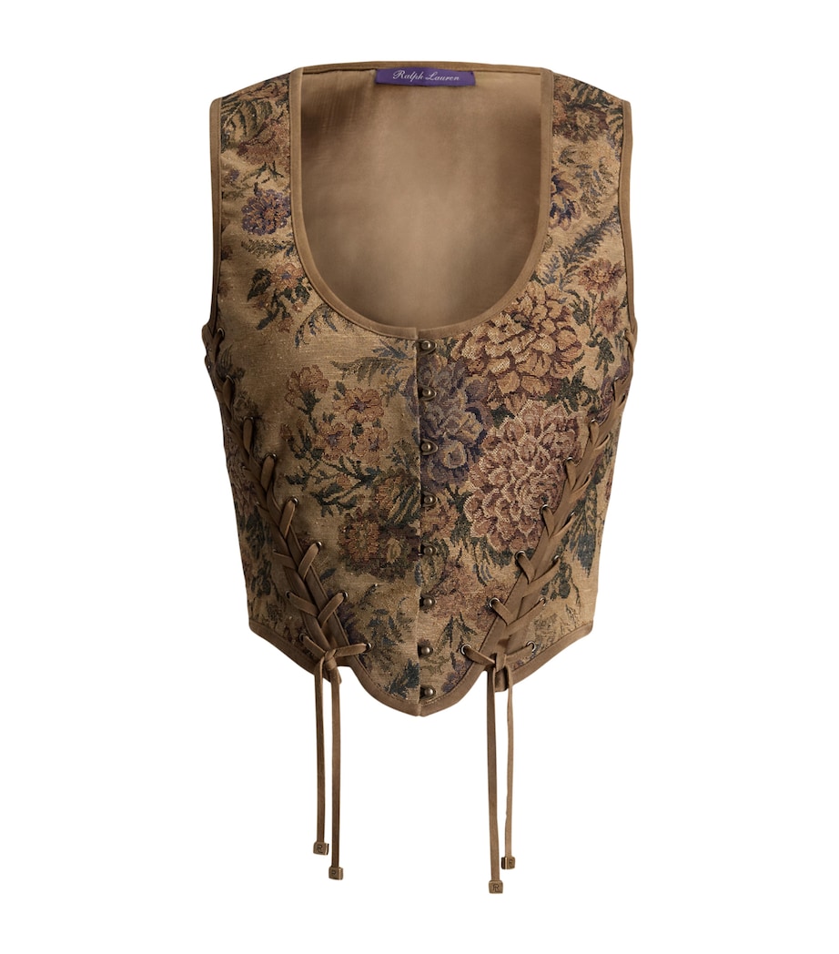 Ralph Lauren Collection Womens Sleeveless Thurlow Corset Top Warm Taupe Multi Image 1