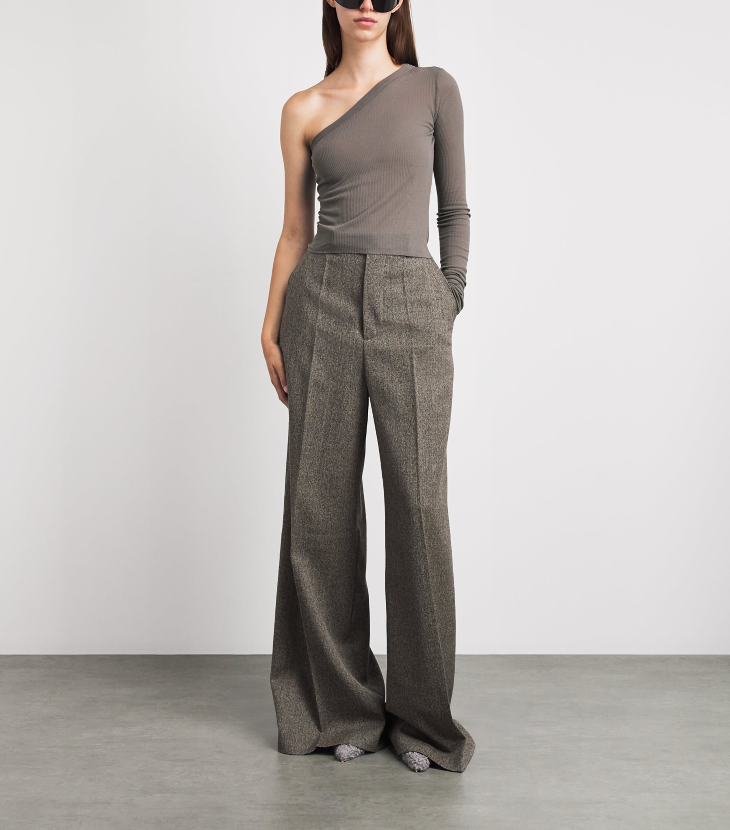 Rick Owens Womens Ziggy Asymmetrical Top Dust Image 2