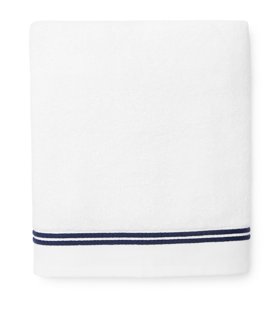 Cotton Aura Nuova Bath Towel (30cm x 60cm) WHITE/NAVY Image 1
