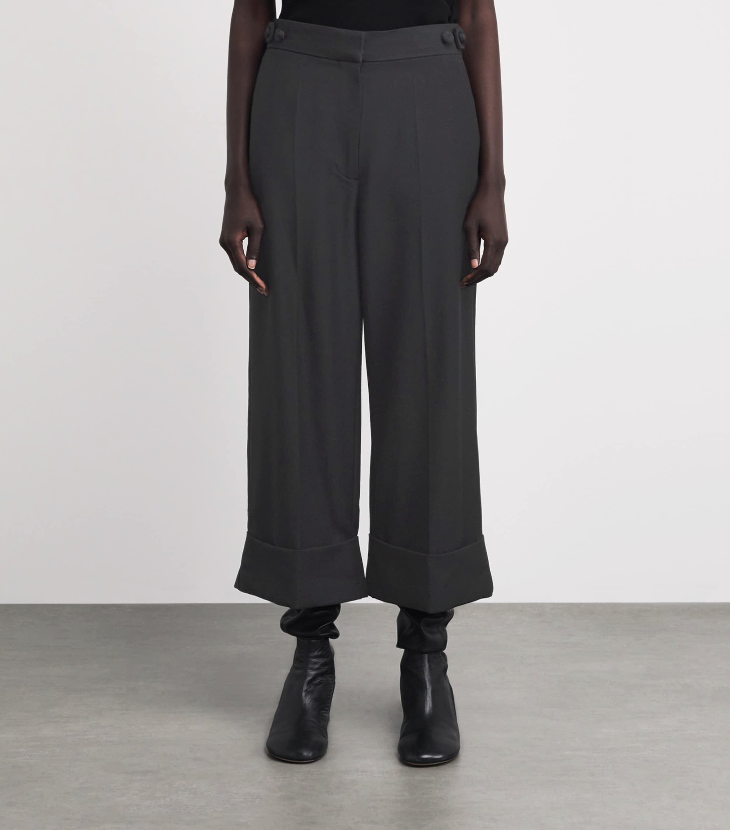 CAMILLA AND MARC Womens Wool Cropped Caius Manstyle Trousers Dblk Black Image 4