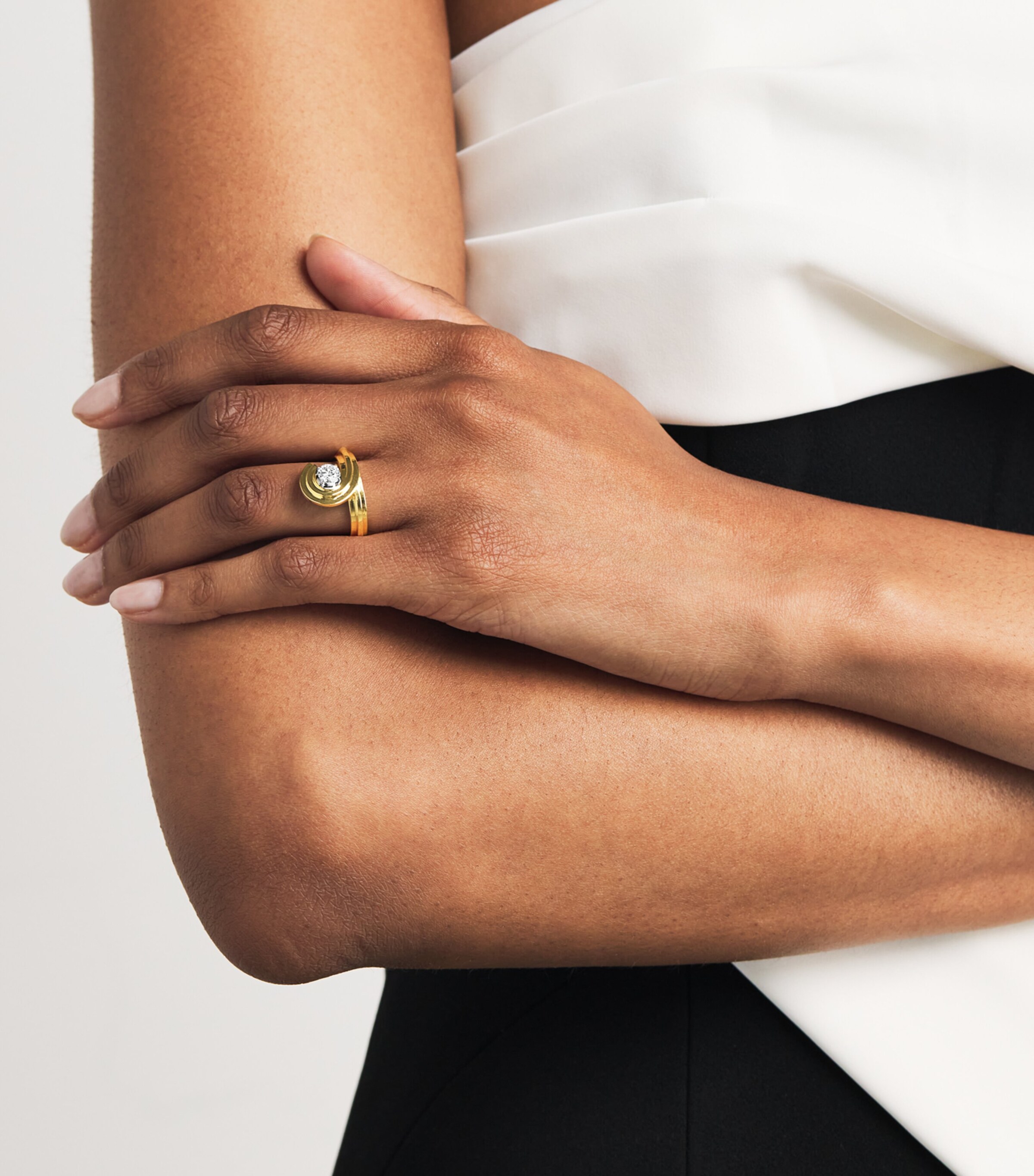 Yellow Gold and Diamond Sea Ring YELLOW GOLD Image 5