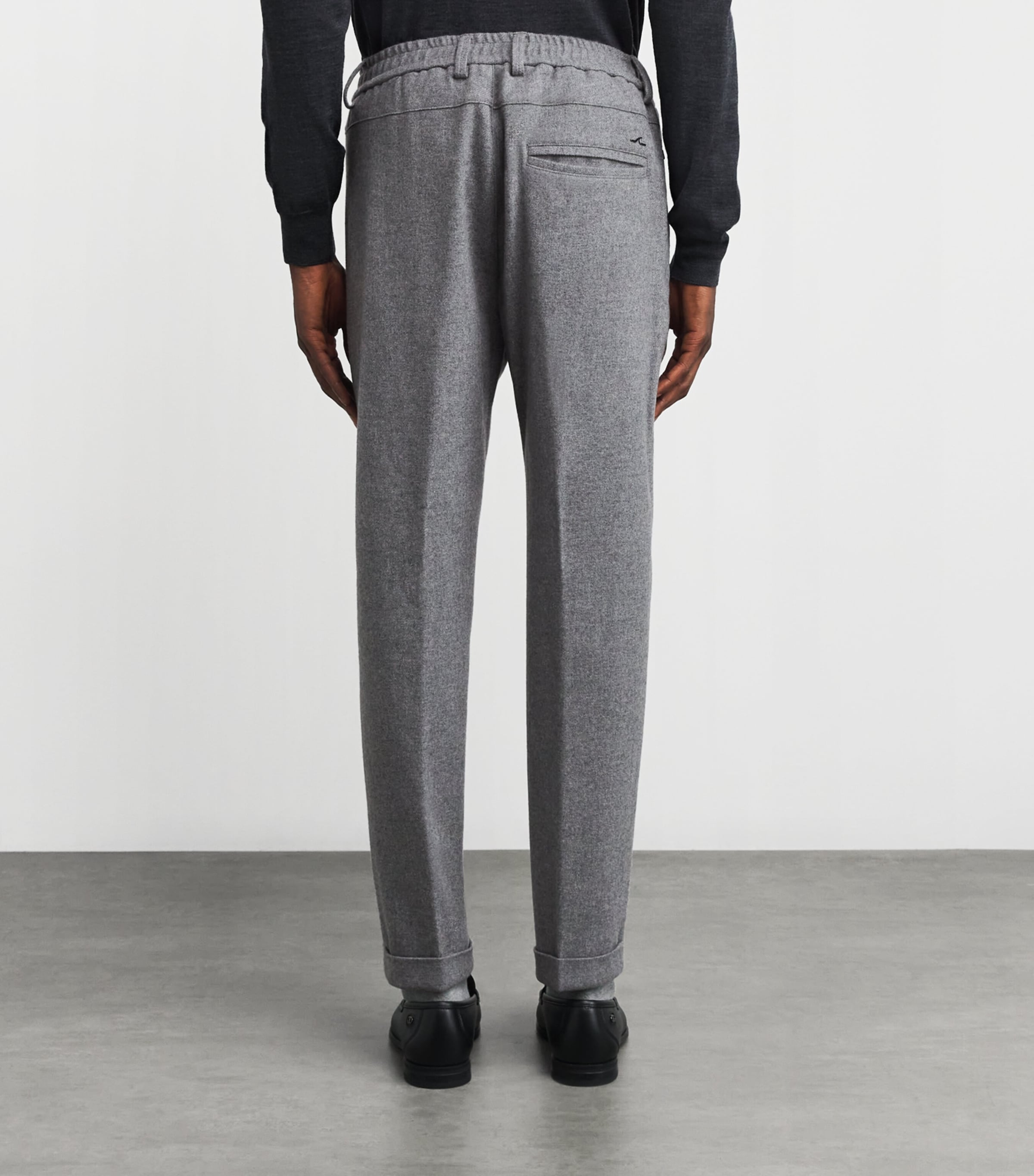 Wool-Cashmere Drawstring Chinos 67 GREY Image 4