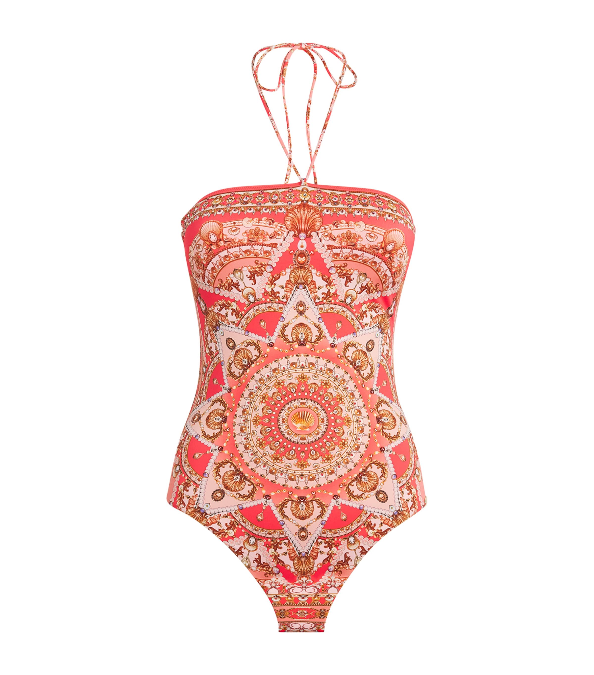 Camilla Floral Crystal-embellished Swimsuit In Orange