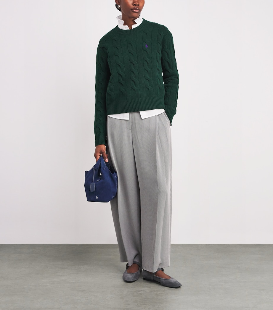 Wool-Cashmere Cable-Knit Sweater COLLEGE GREEN Image 2