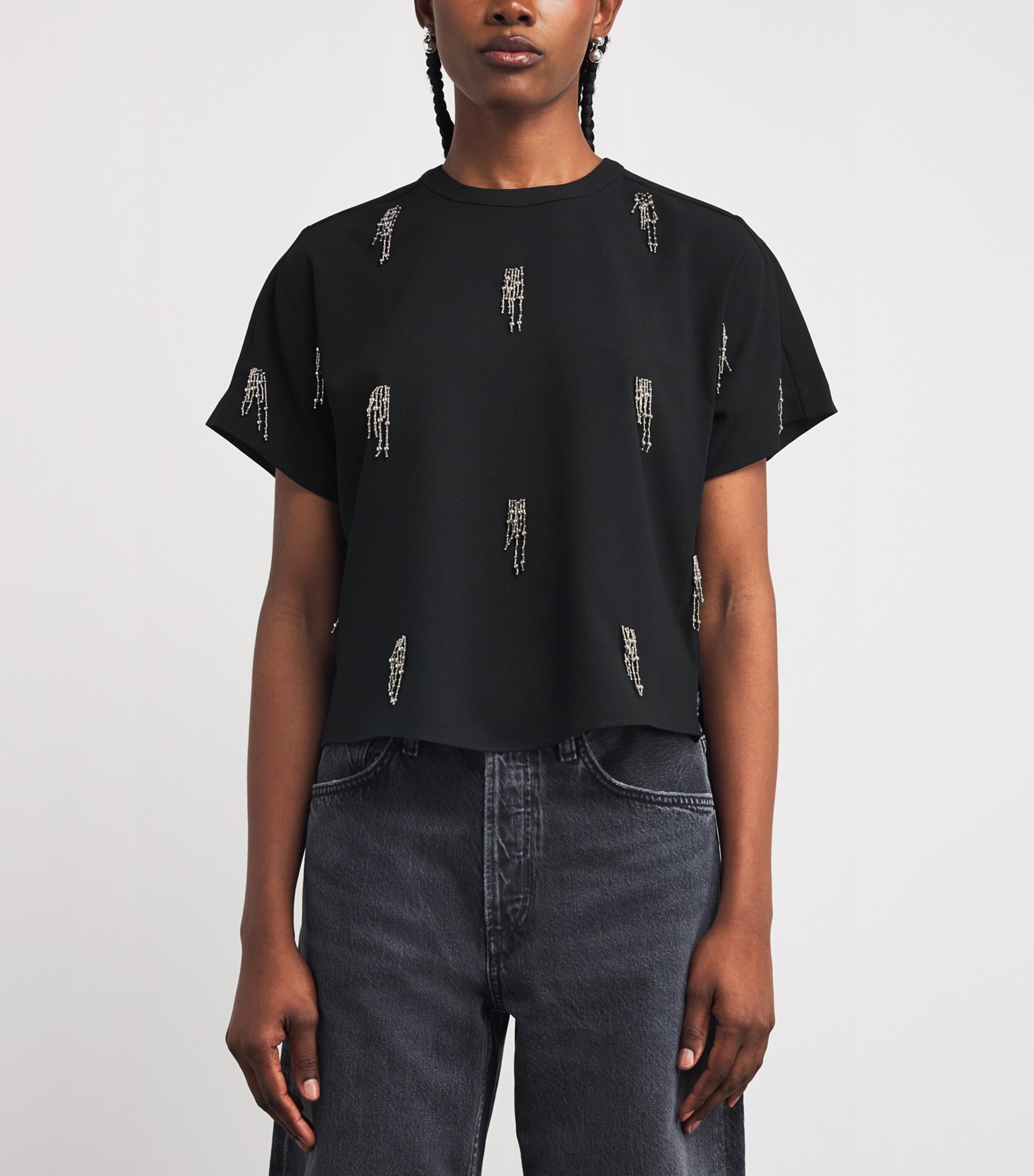 Crepe Abelia Embellished T-Shirt BLACK Image 3