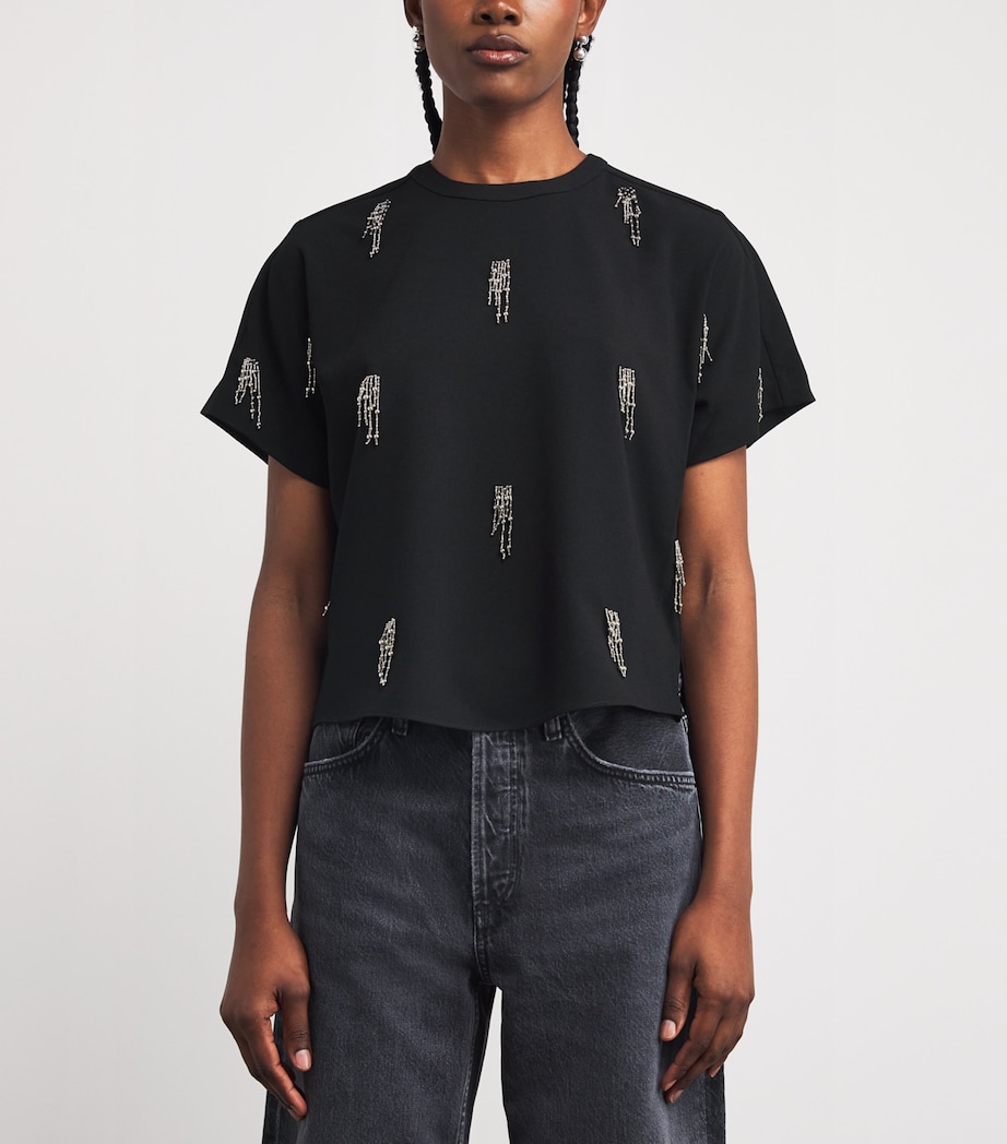 Crepe Abelia Embellished T-Shirt BLACK Image 3