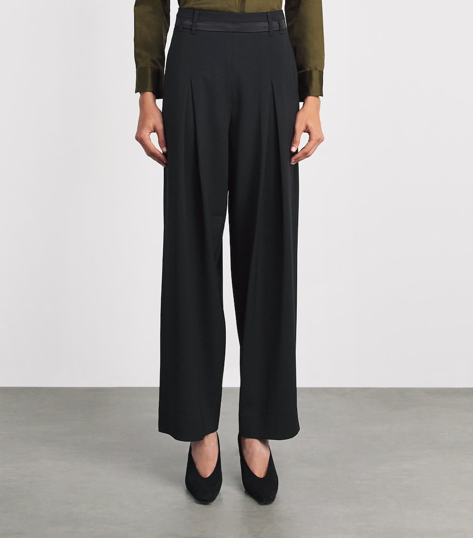 ME+EM Womens Wool-Blend Exaggerated Taper Tux Trousers Black Image 4