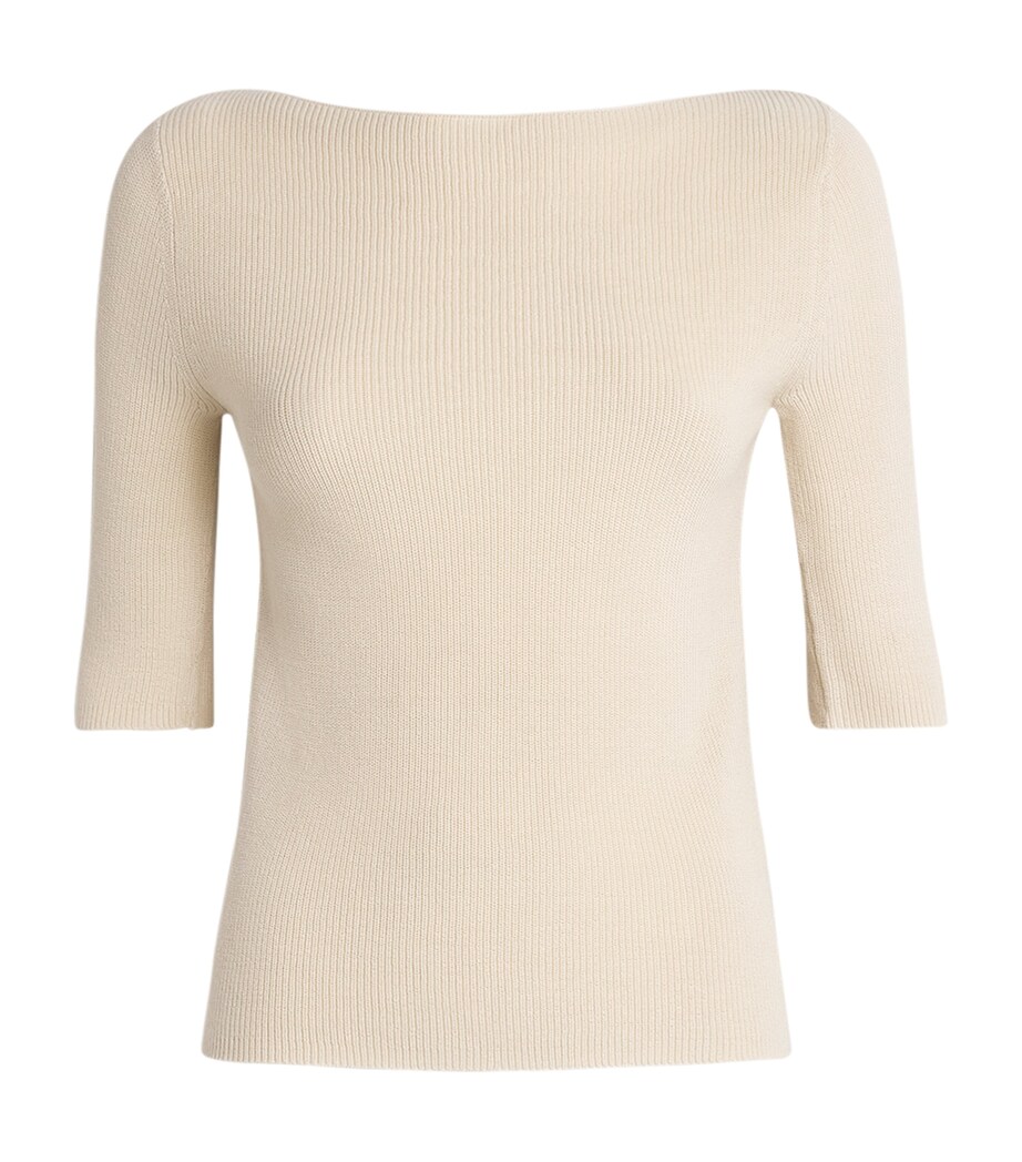 MAX&Co. Womens Cotton-Blend Boat-Neck Sweater Ice Image 1