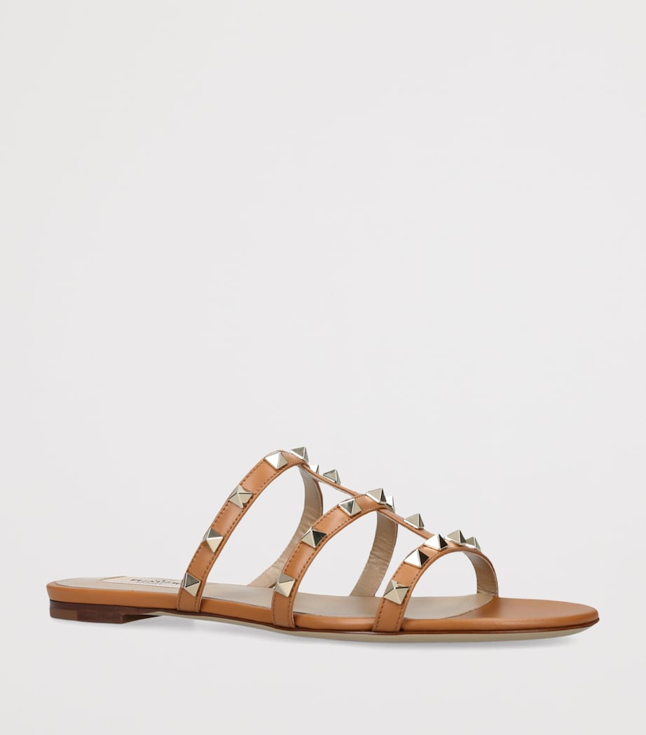Leather Rockstud Sandals BROWN Image 3