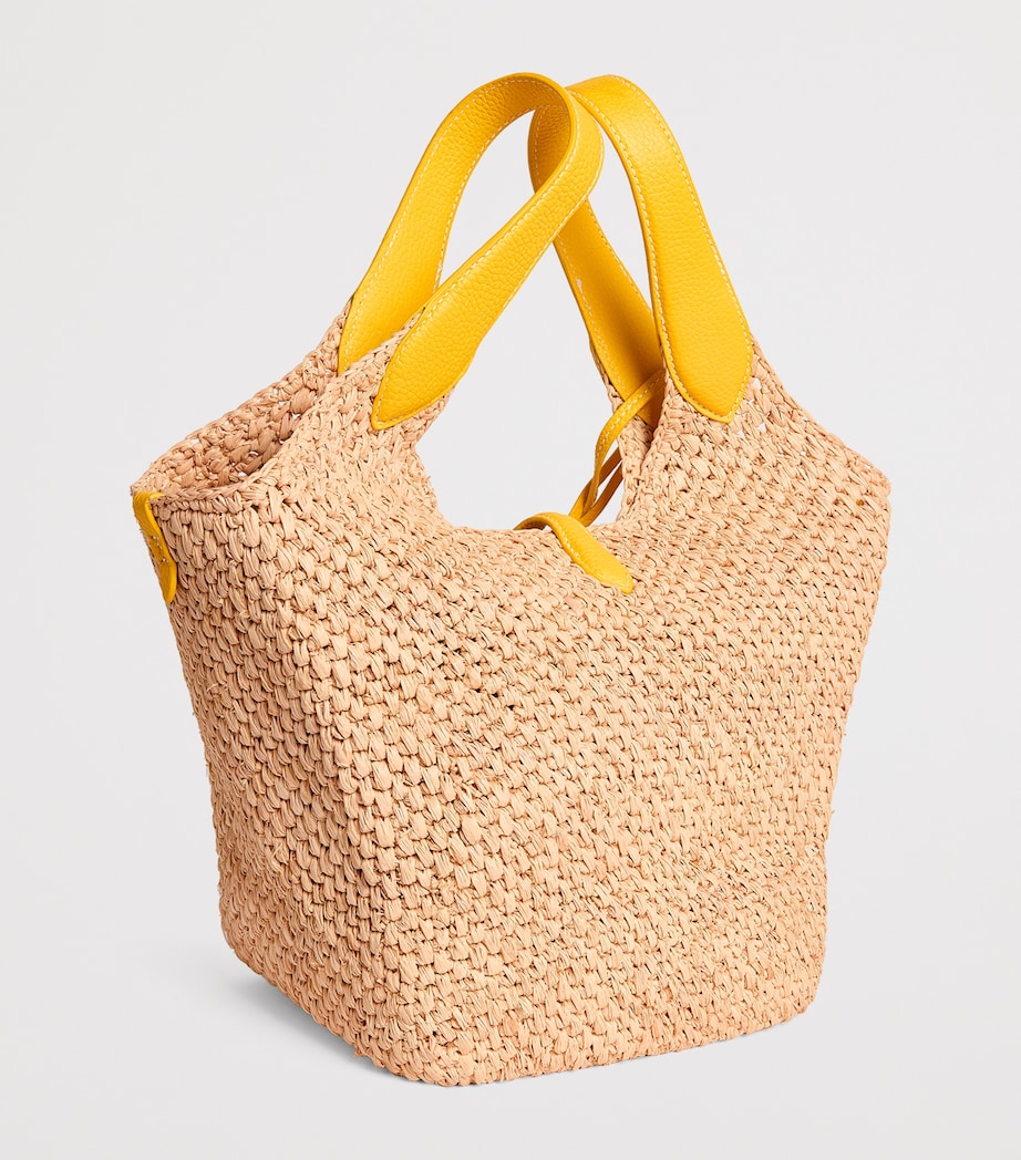 Medium Raffia Polo Play Tote Bag NATURL/CANARY YELLOW Image 3
