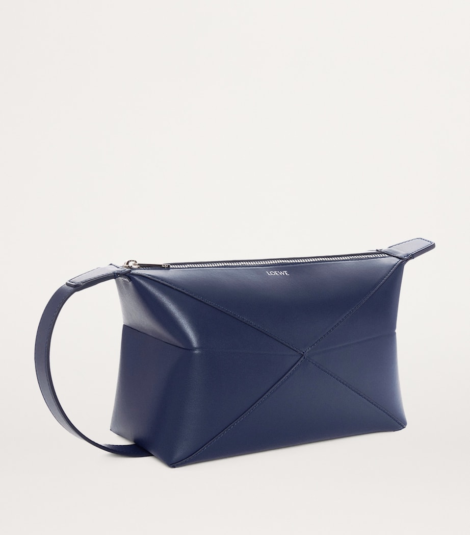 LOEWE Leather Puzzle Fold Wash Bag Abyss Blue Image 2