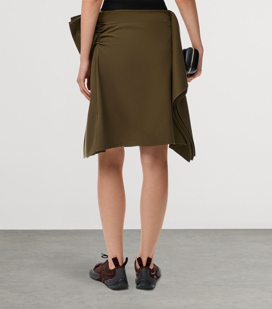 LOEWE Womens Asymmetric Midi Pencil Skirt Khaki Green Image 4