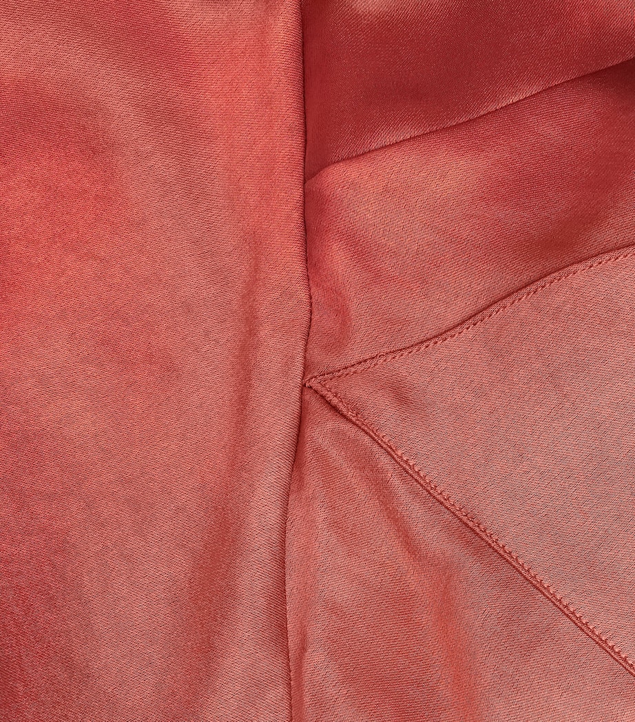 Satin Panelled Midi Dress RUST Image 5