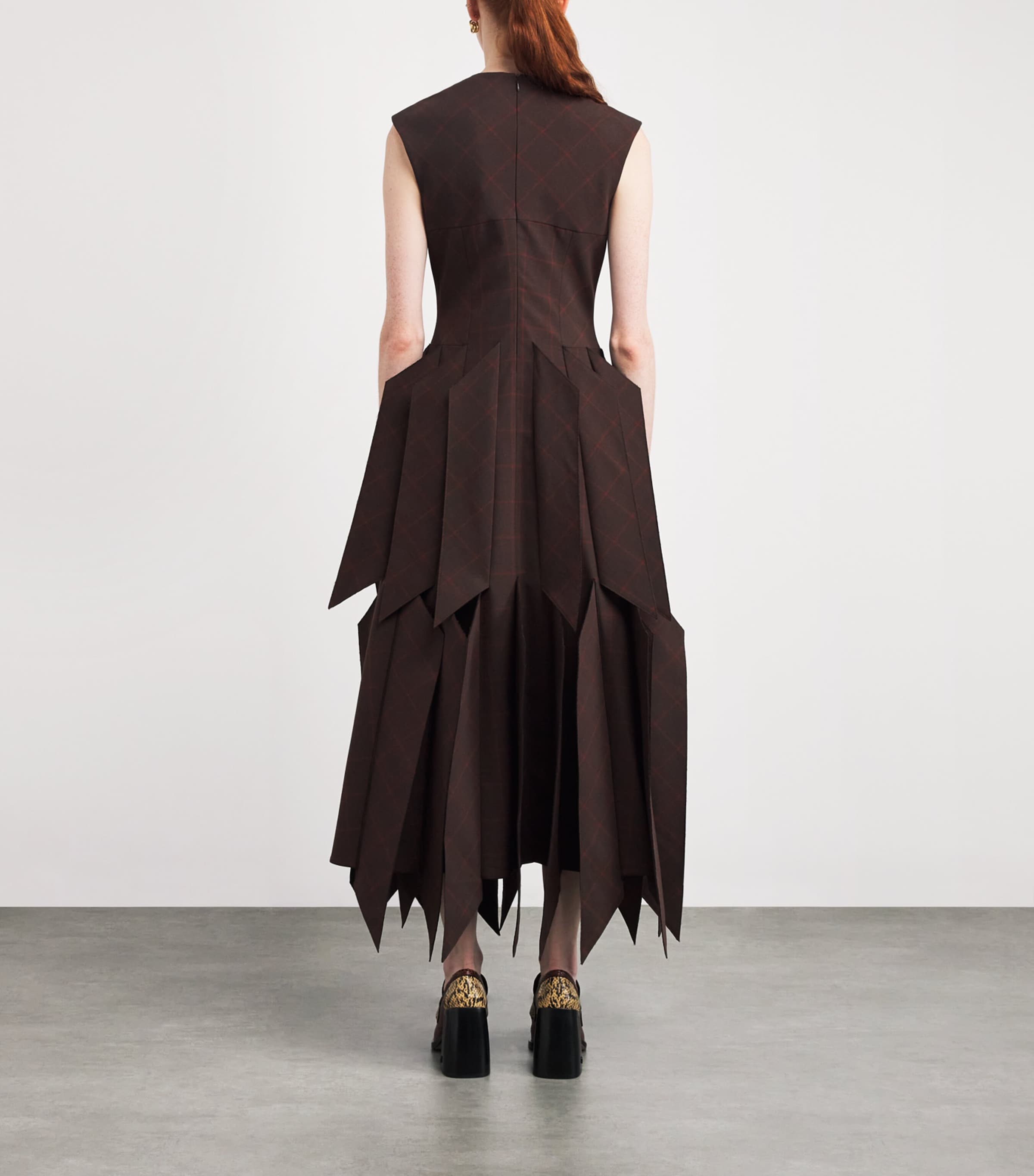 Panel Appliqué Midi Dress BROWN Image 3