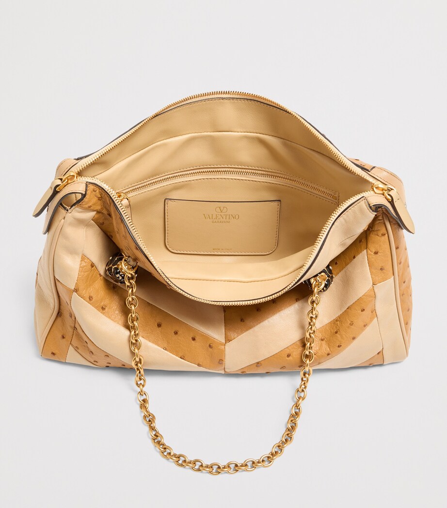 Valentino Garavani Medium Ostrich Leather Panthea Tote Bag Image 5