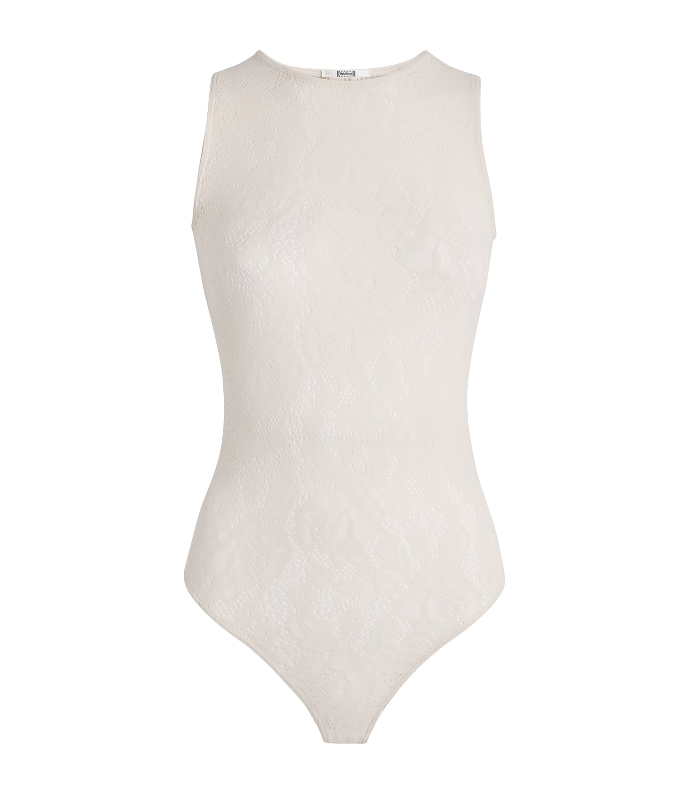 Wolford Womens Infinite Rose Net Bodysuit Whipped Cream Image 1