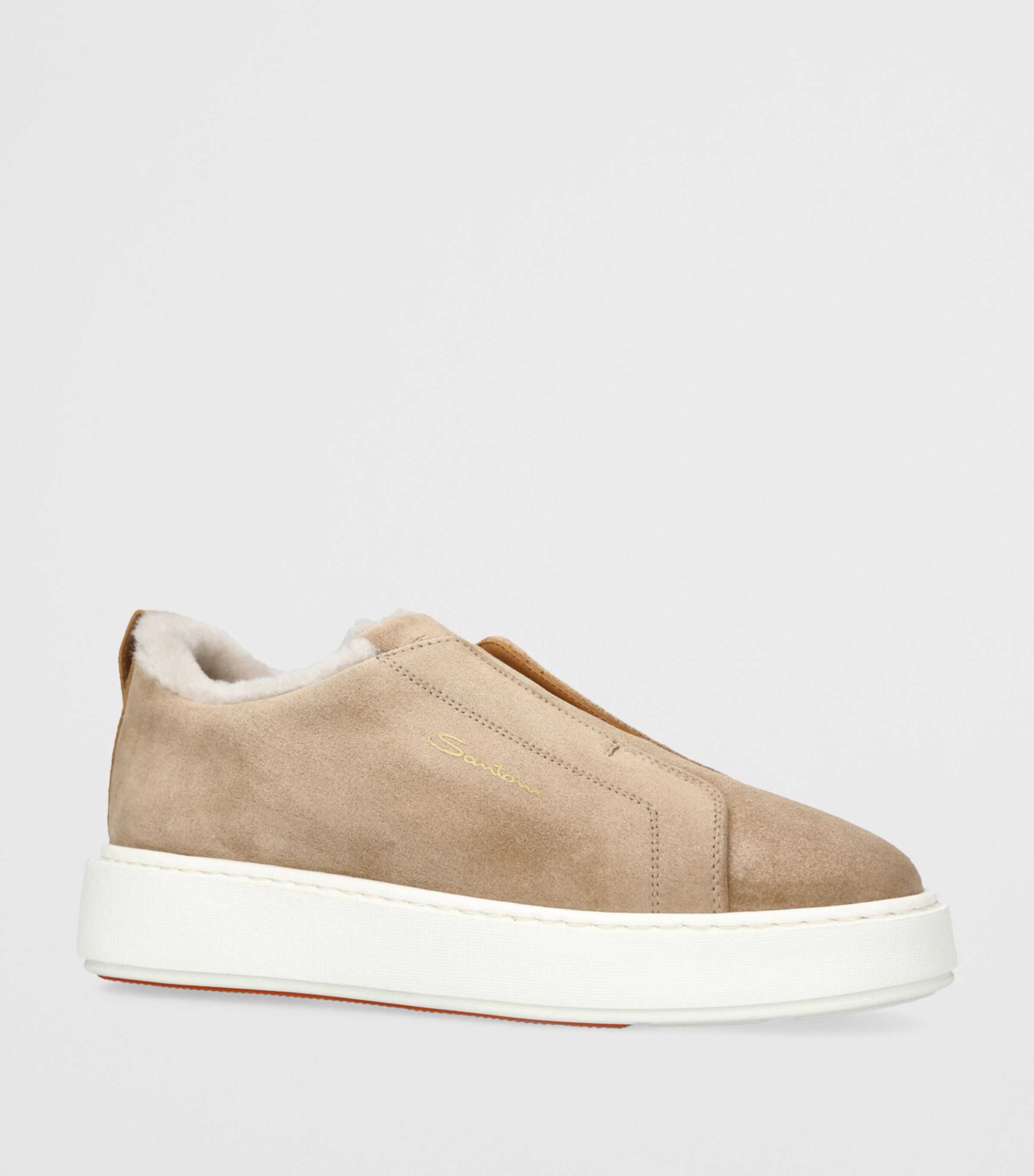 Santoni Suede Victory Slip-On Sneakers Mid Brown Image 3