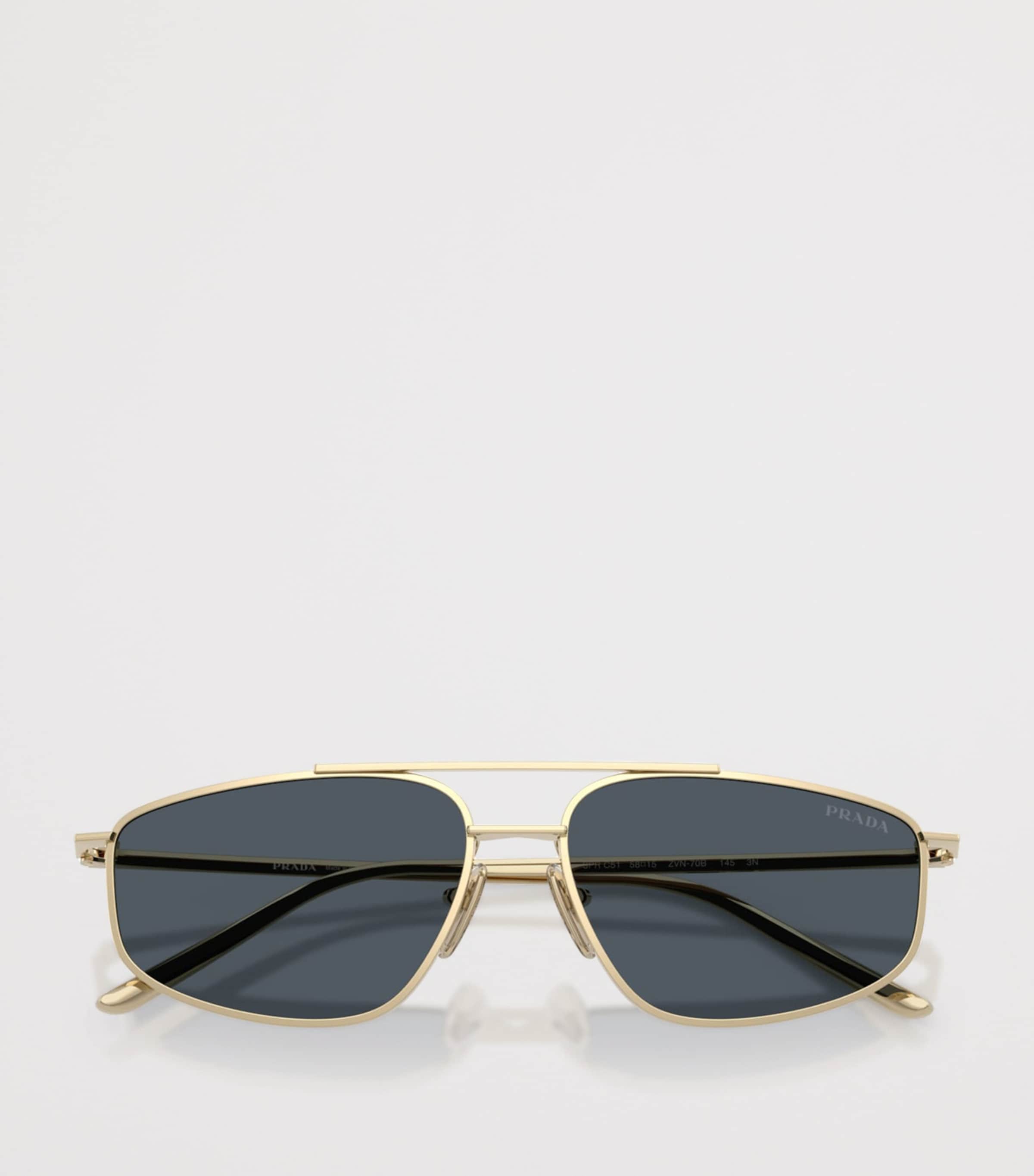 Prada Metal Rectangular Sunglasses Gold Image 5