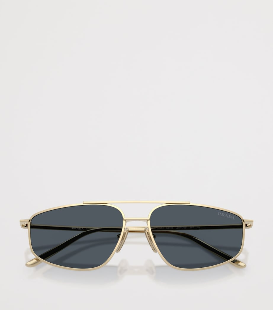 Prada Metal Rectangular Sunglasses Gold Image 5