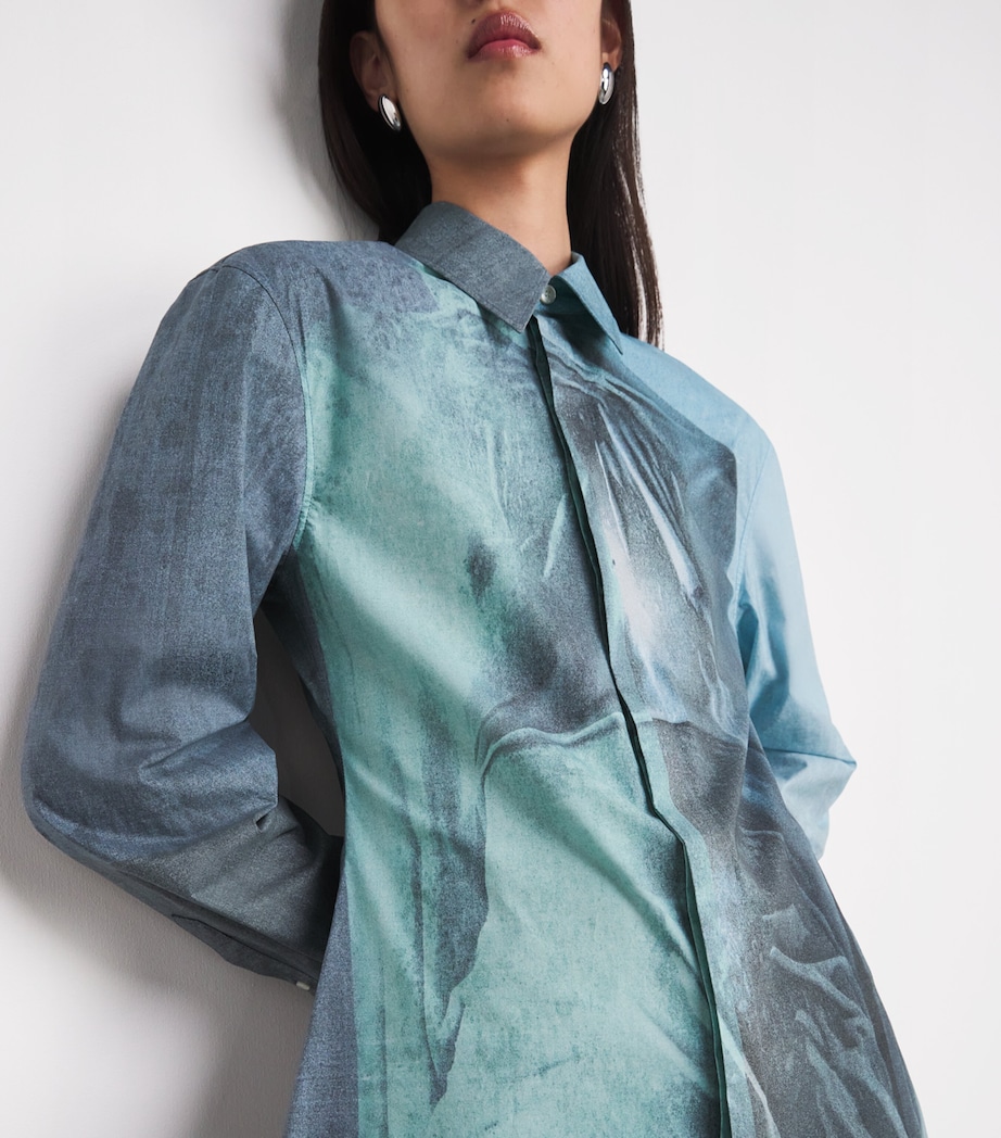 Cotton Water Graphic Shirt 5557-INDIGO/VNTGBLUE Image 7