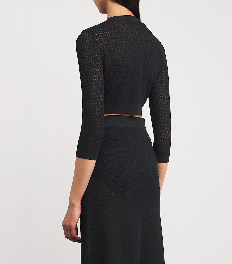 Cropped Round-Neck Cardigan 1 BLACK Image 4