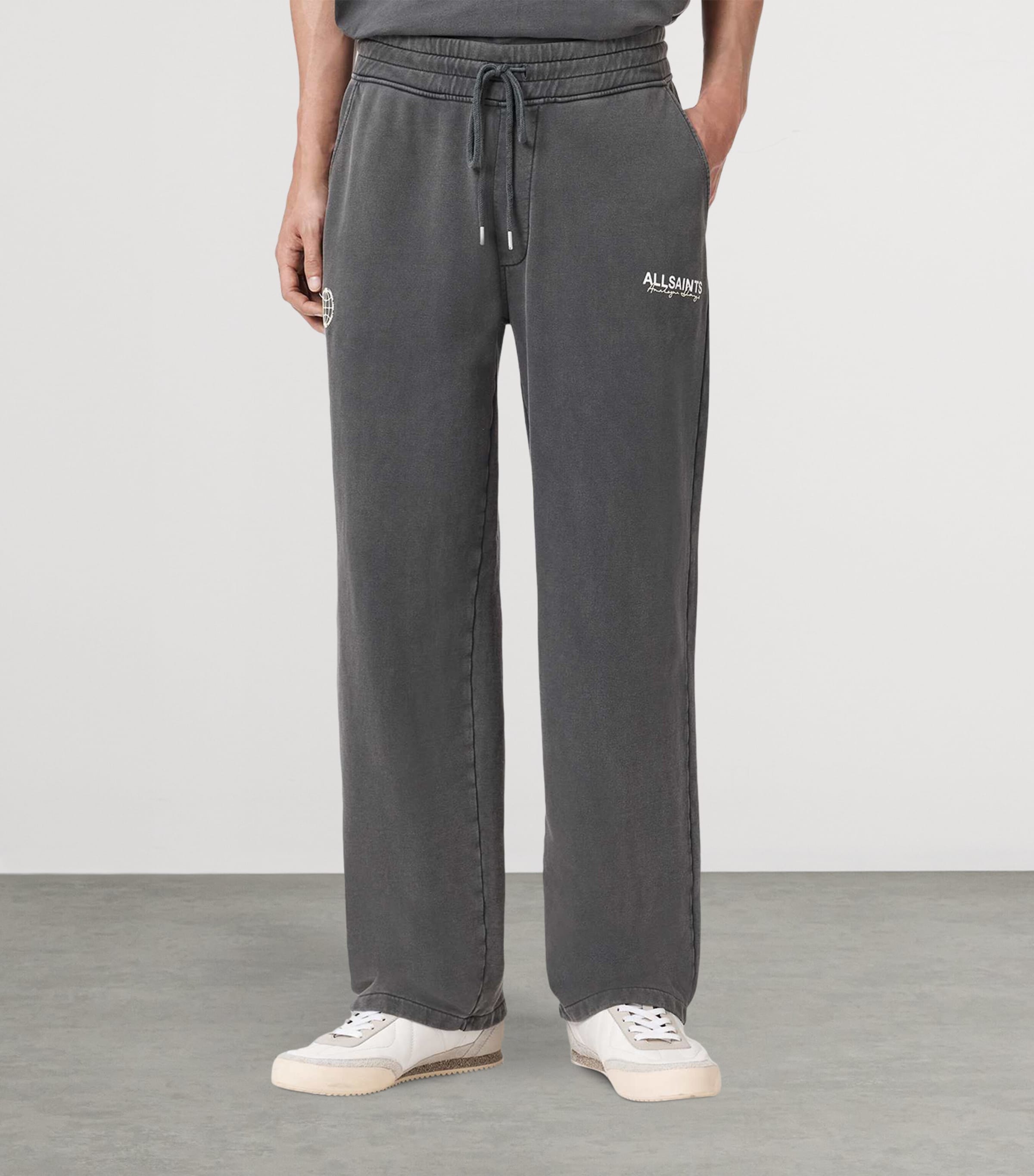 AllSaints Mens Organic Cotton Emblem Sweatpants Washed Black Image 3