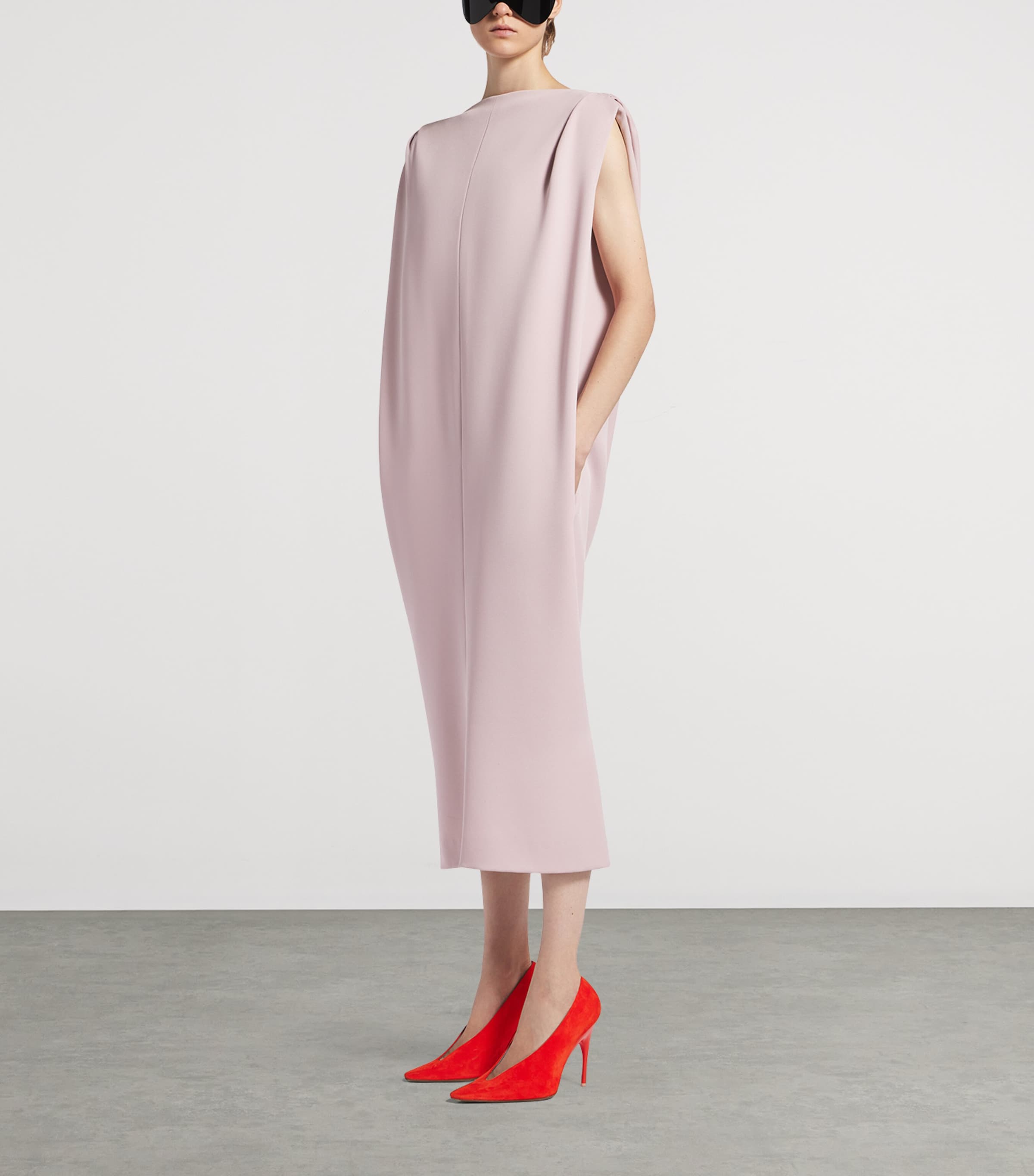 Balenciaga Womens Silk-Wool Sack Midi Dress Image 2