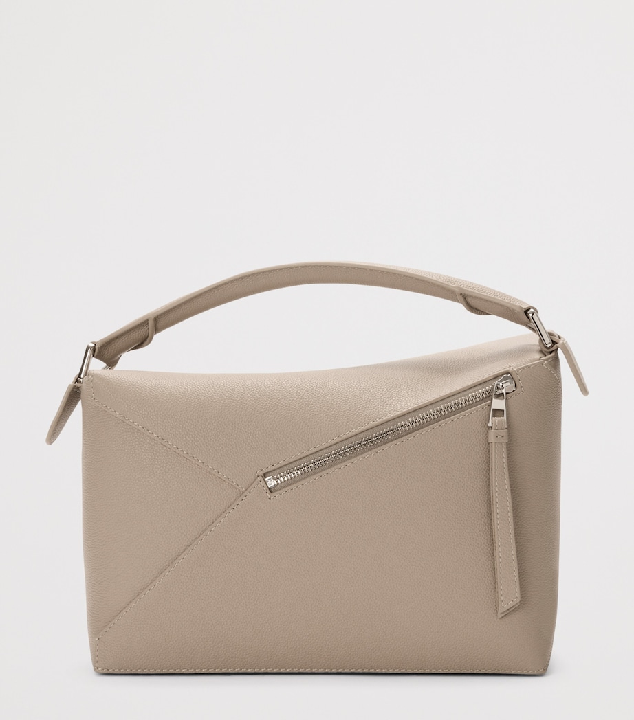 Medium Leather Puzzle Edge Top-Handle Bag CLAY Image 4