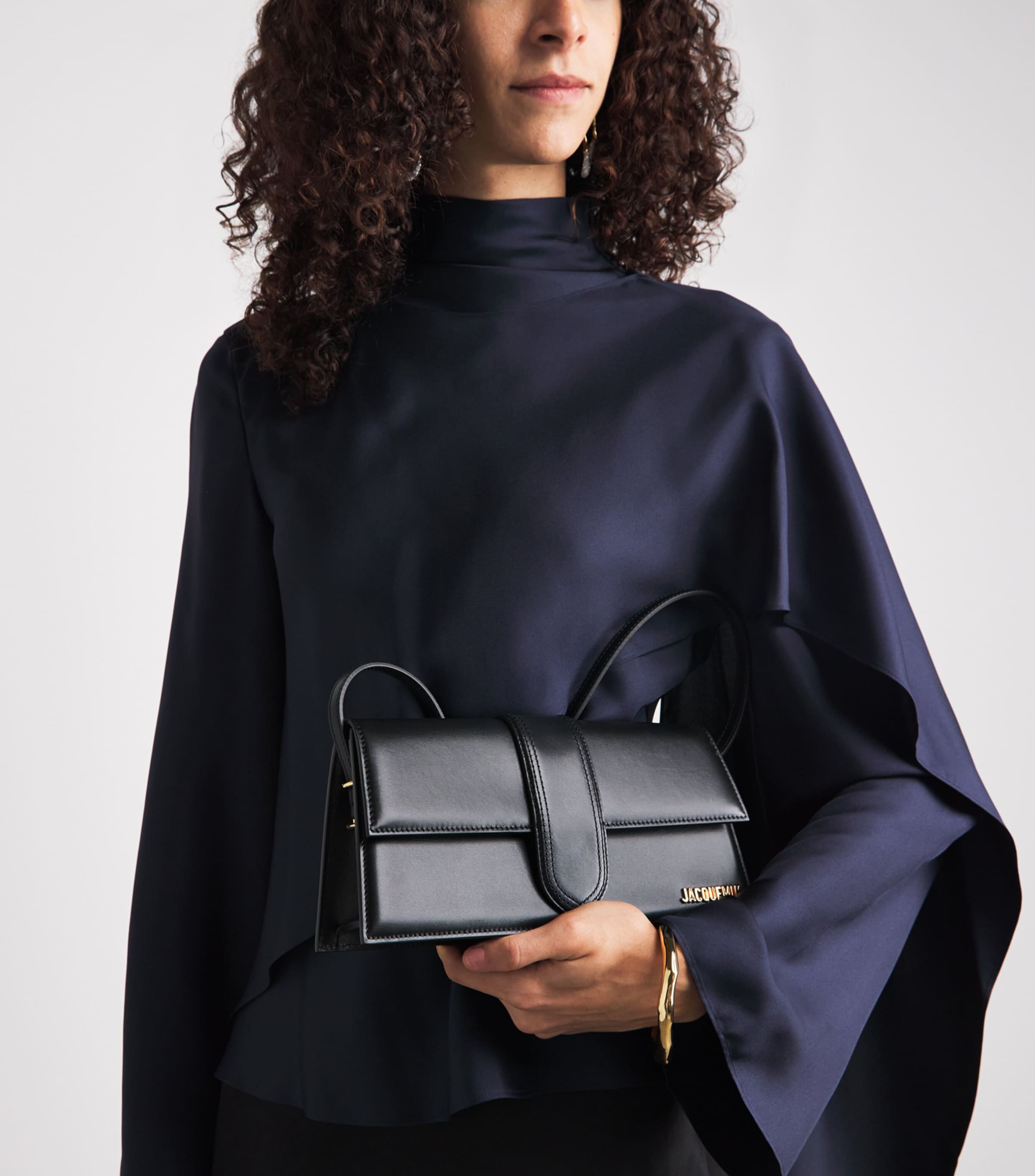 Jacquemus Leather Le Grand Bambino Top-Handle Bag Black Image 2