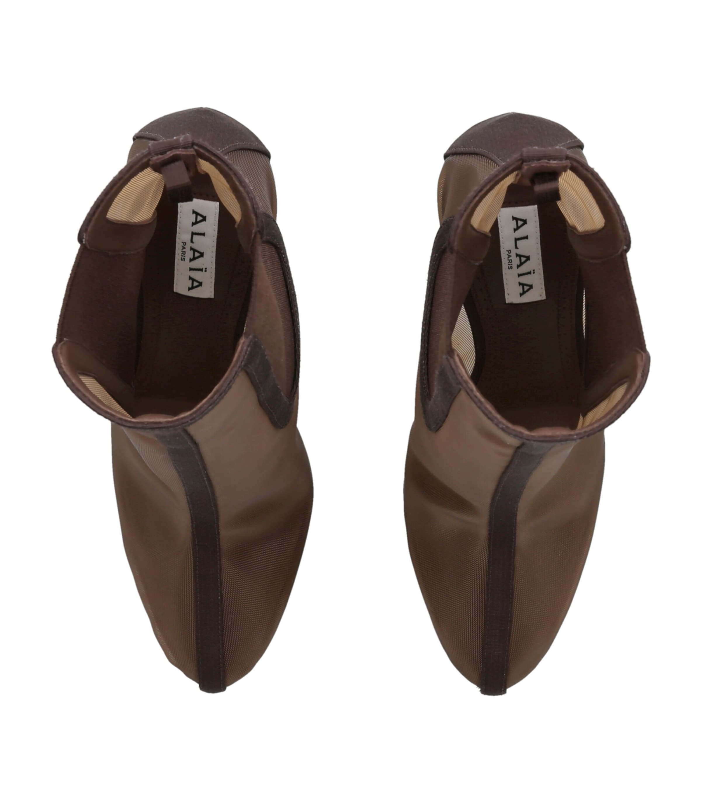 Alaïa Mesh Heeled Chelsea Boots 100 Brown Image 4