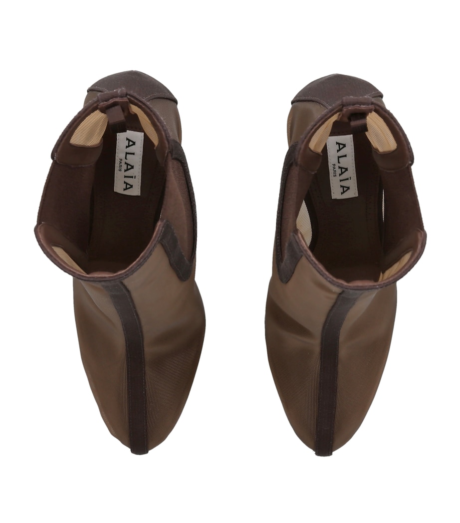 Alaïa Mesh Heeled Chelsea Boots 100 Brown Image 4