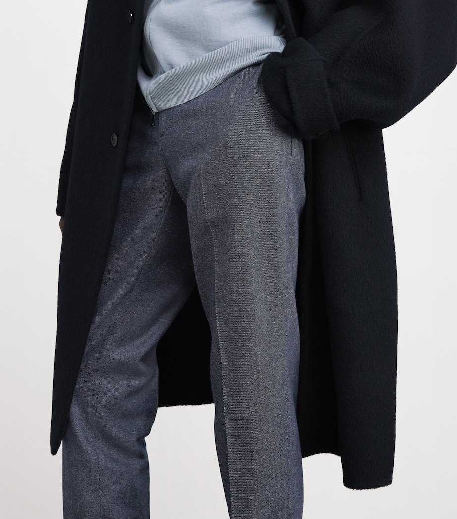 Cotton-Blend Flat Front Trousers 01 BLUE NAVY Image 6