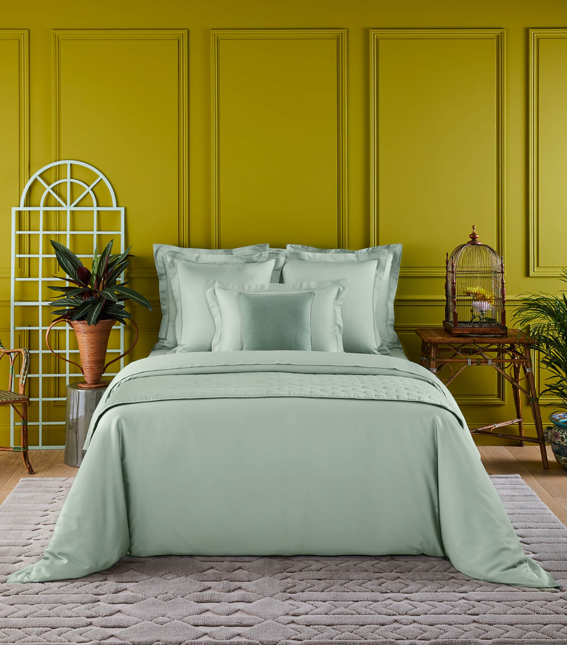 Yves Delorme Triomphe Double Fitted Sheet In Green