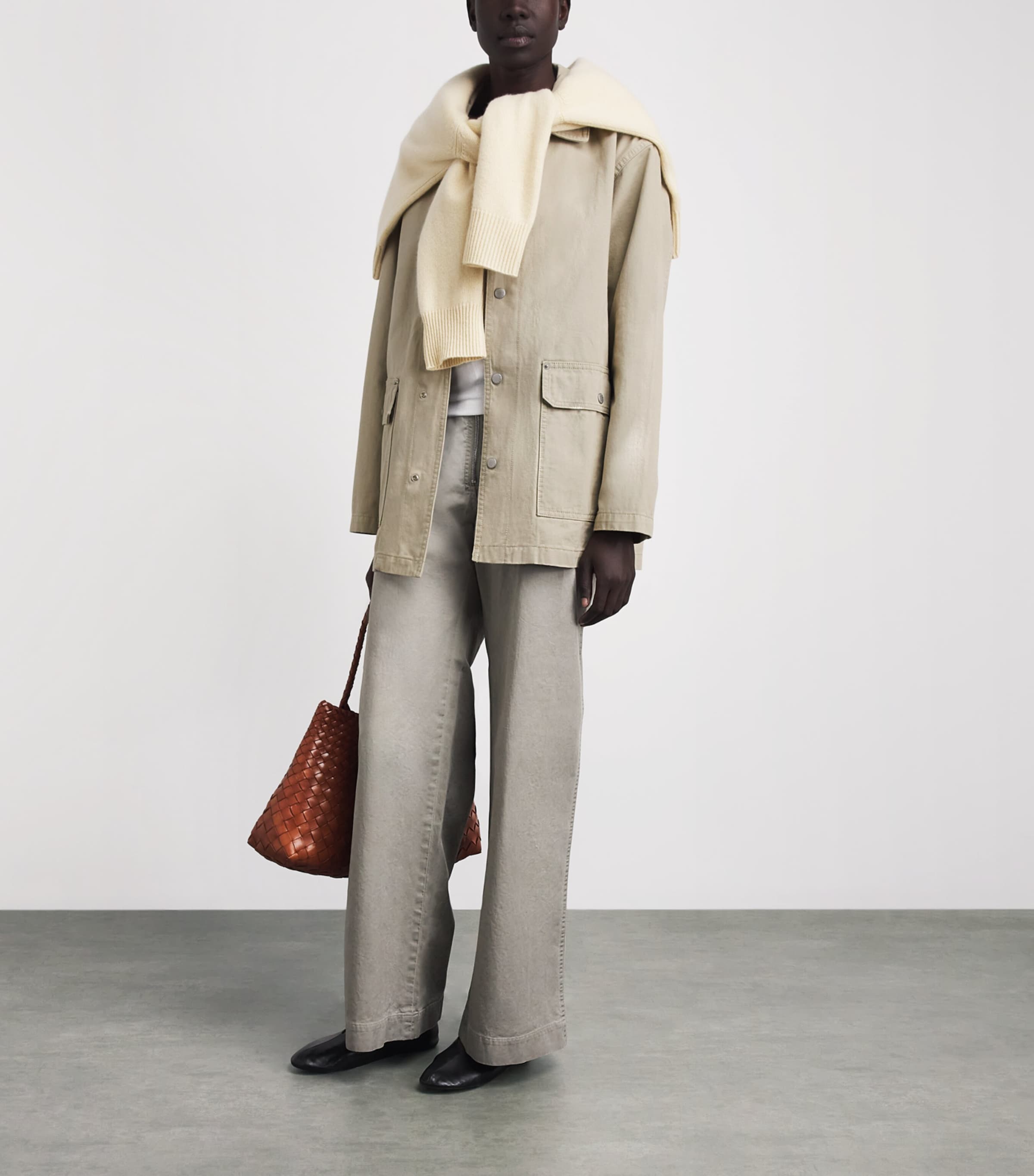 STILL HERE Womens Cotton Barn Jacket Khaki Image 2