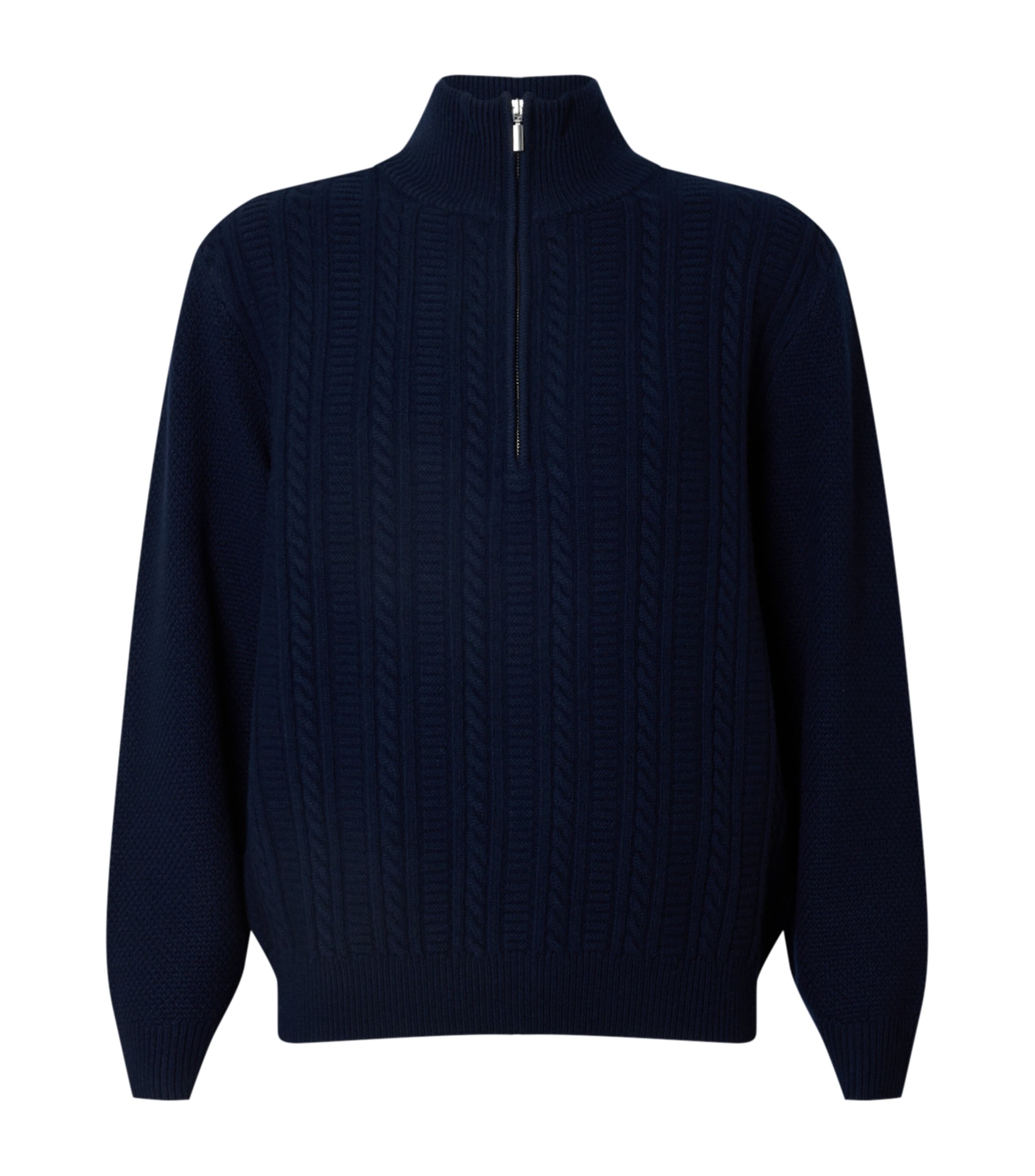 Apc Mock-neck Half-zip Cotton Jumper In Blue