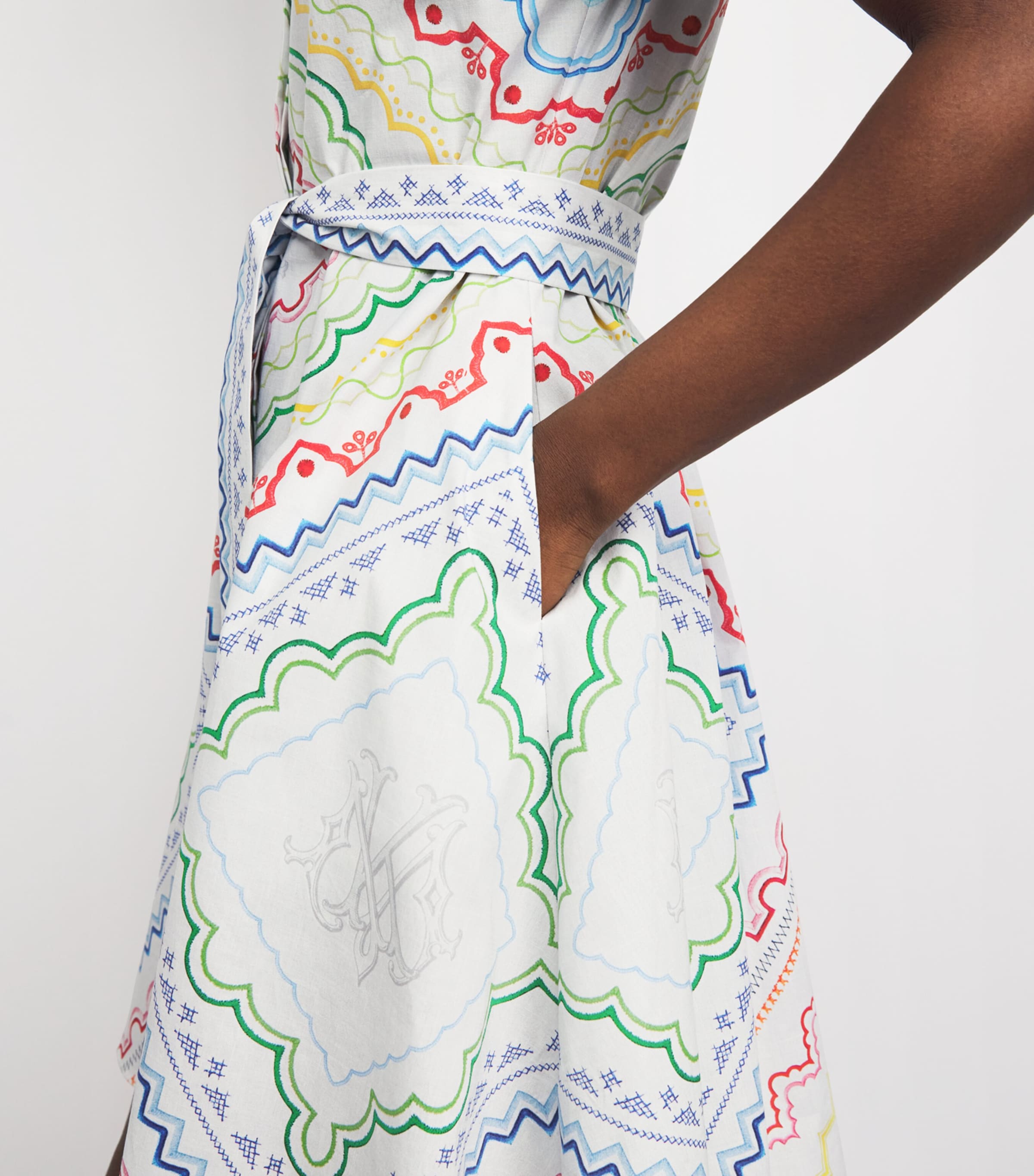 Mary Katrantzou Womens Stretch-Cotton Chima Mini Dress Blanchetto Image 5